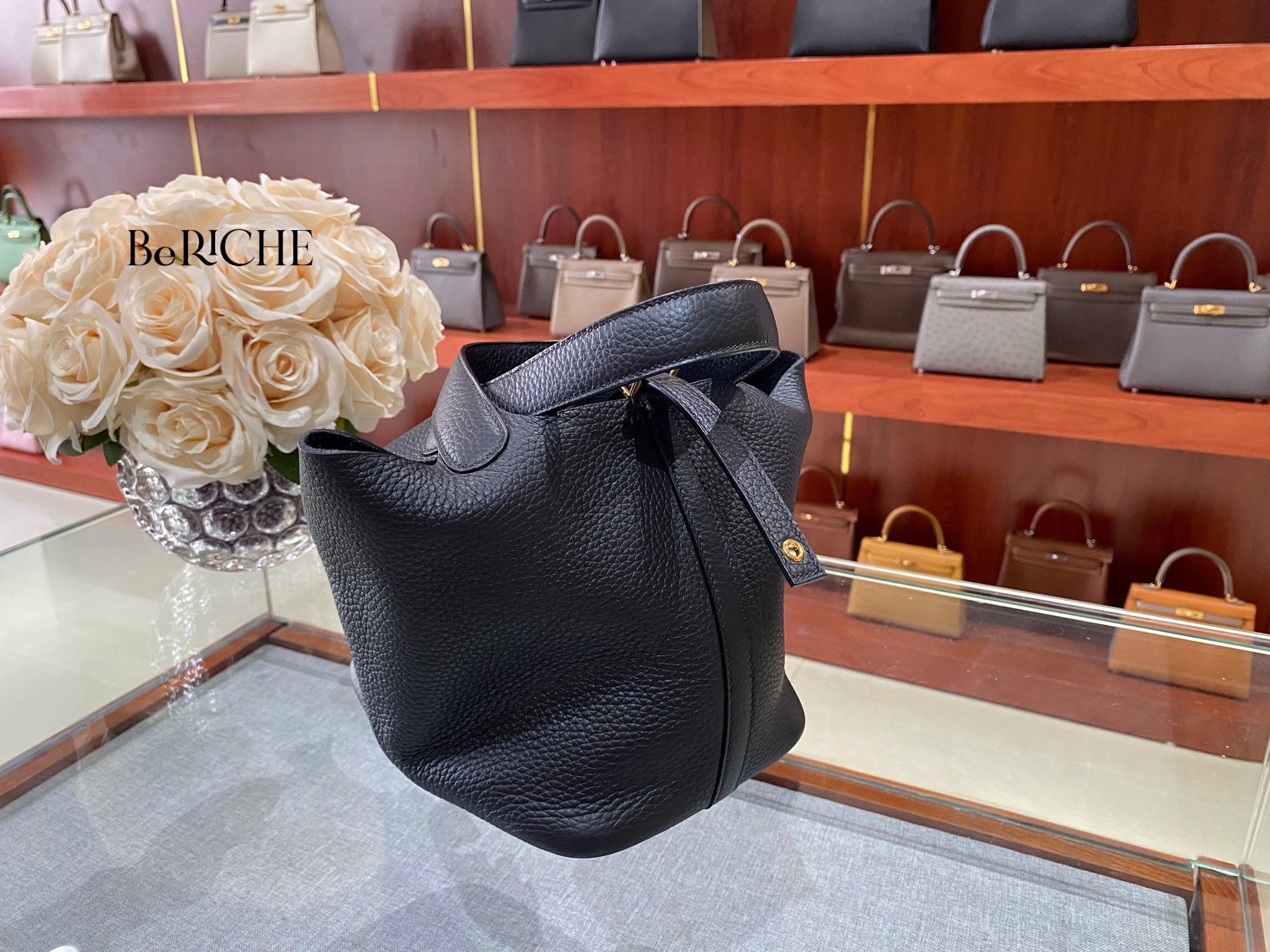 Picotin P18 Clemence Leather Black GHW