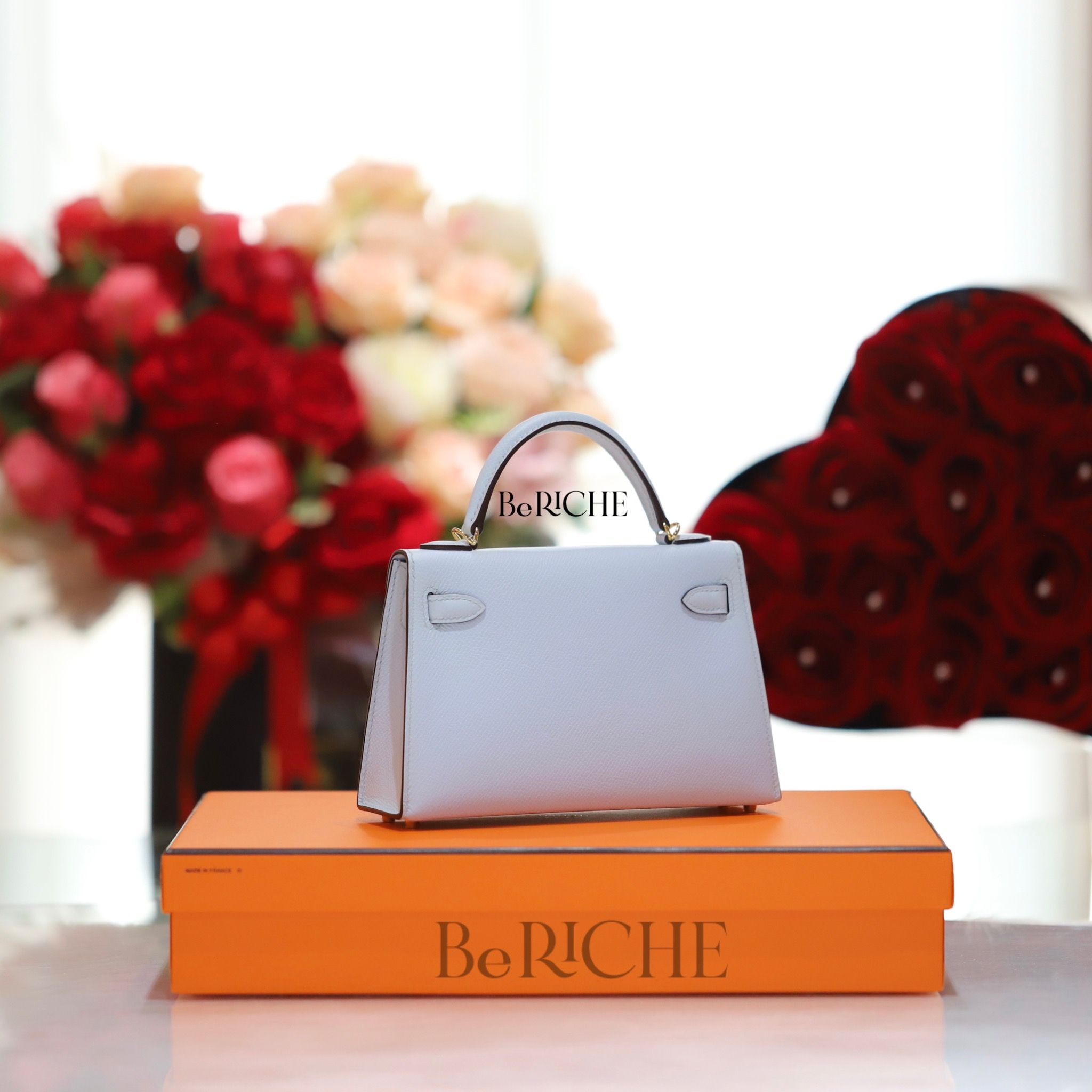 Kelly Mini Epsom Bleu Brume GHW