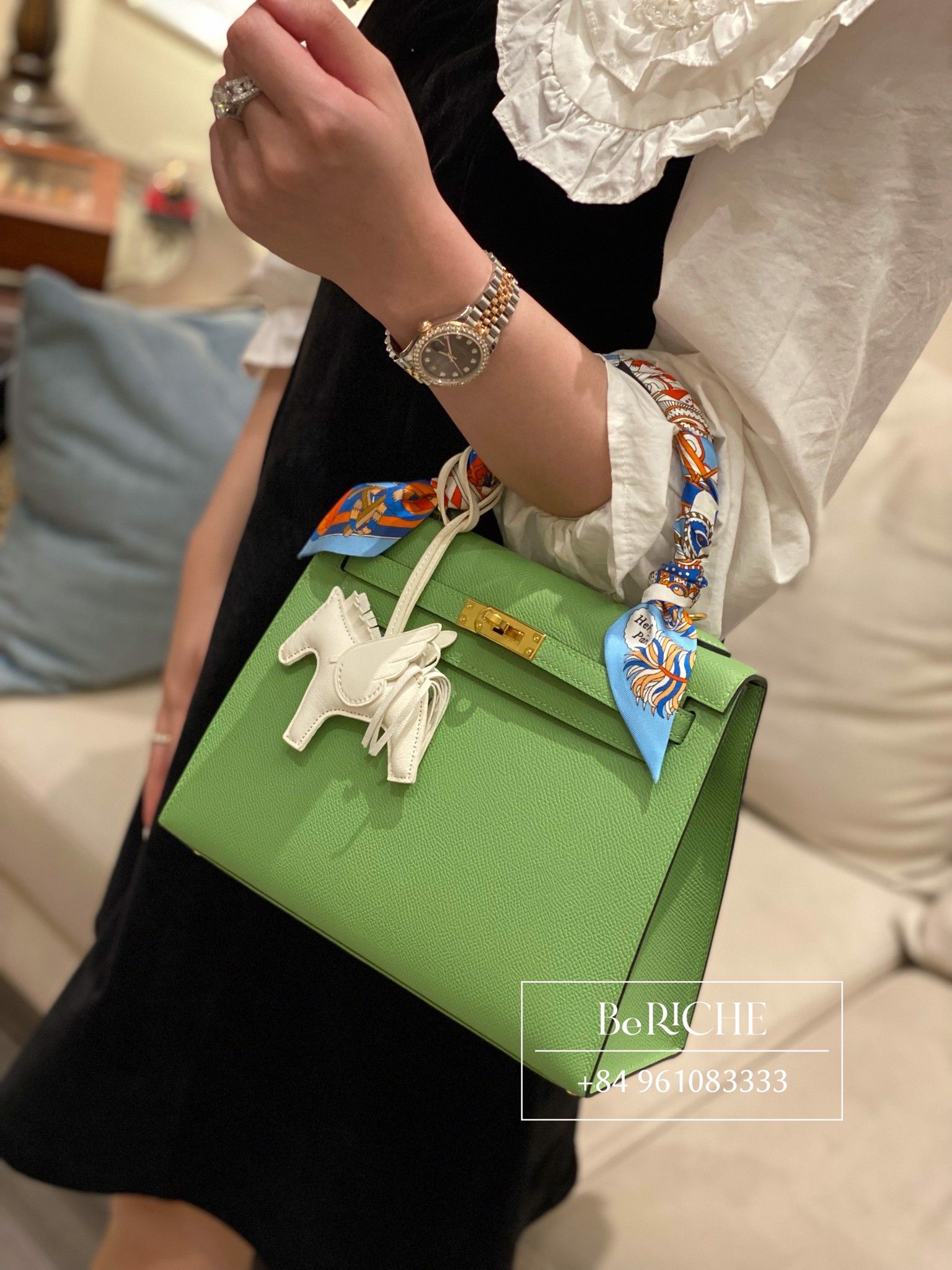 Kelly K25 Epsom Vert Criquet GHW