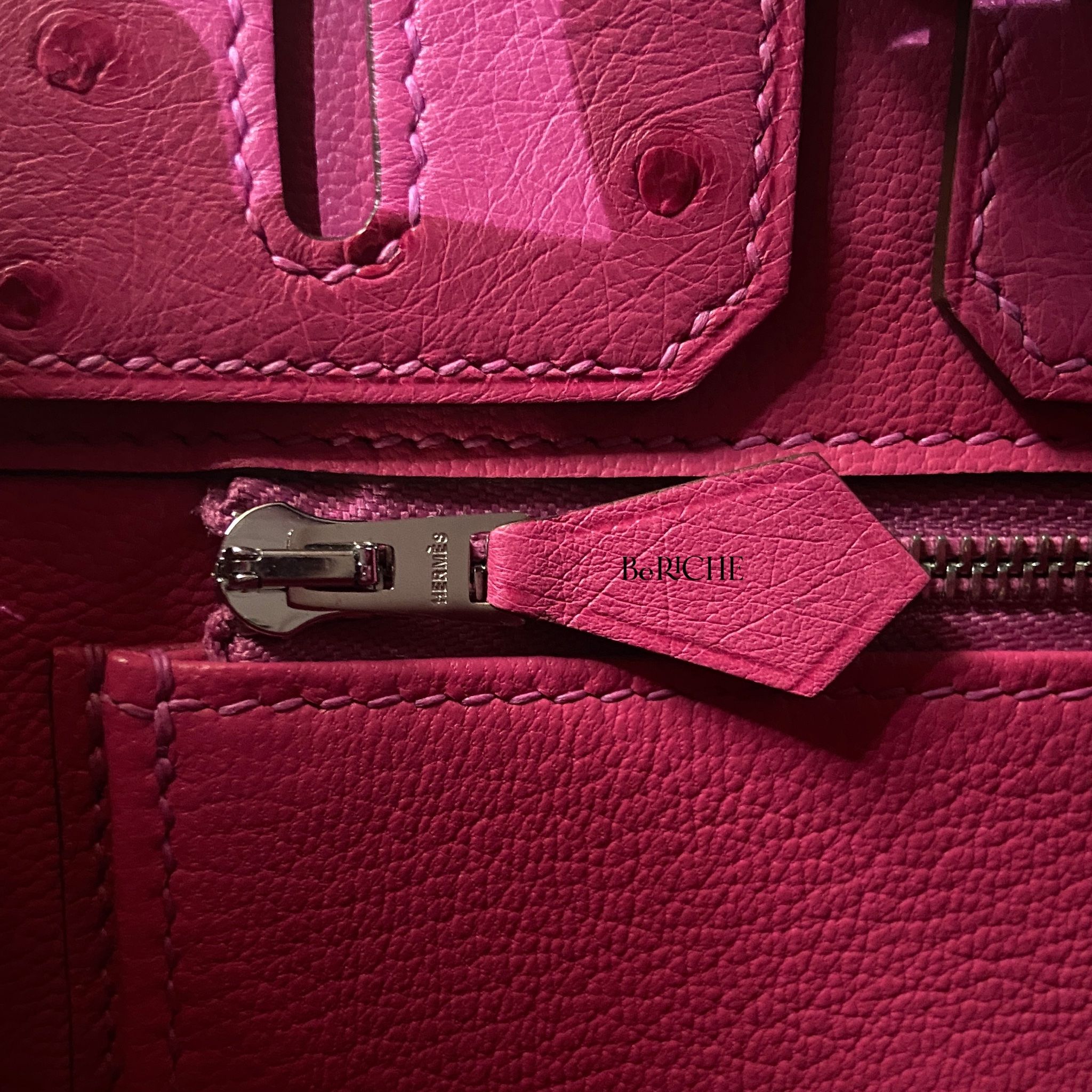 Birkin B25 Otrich Fuchsia PHW