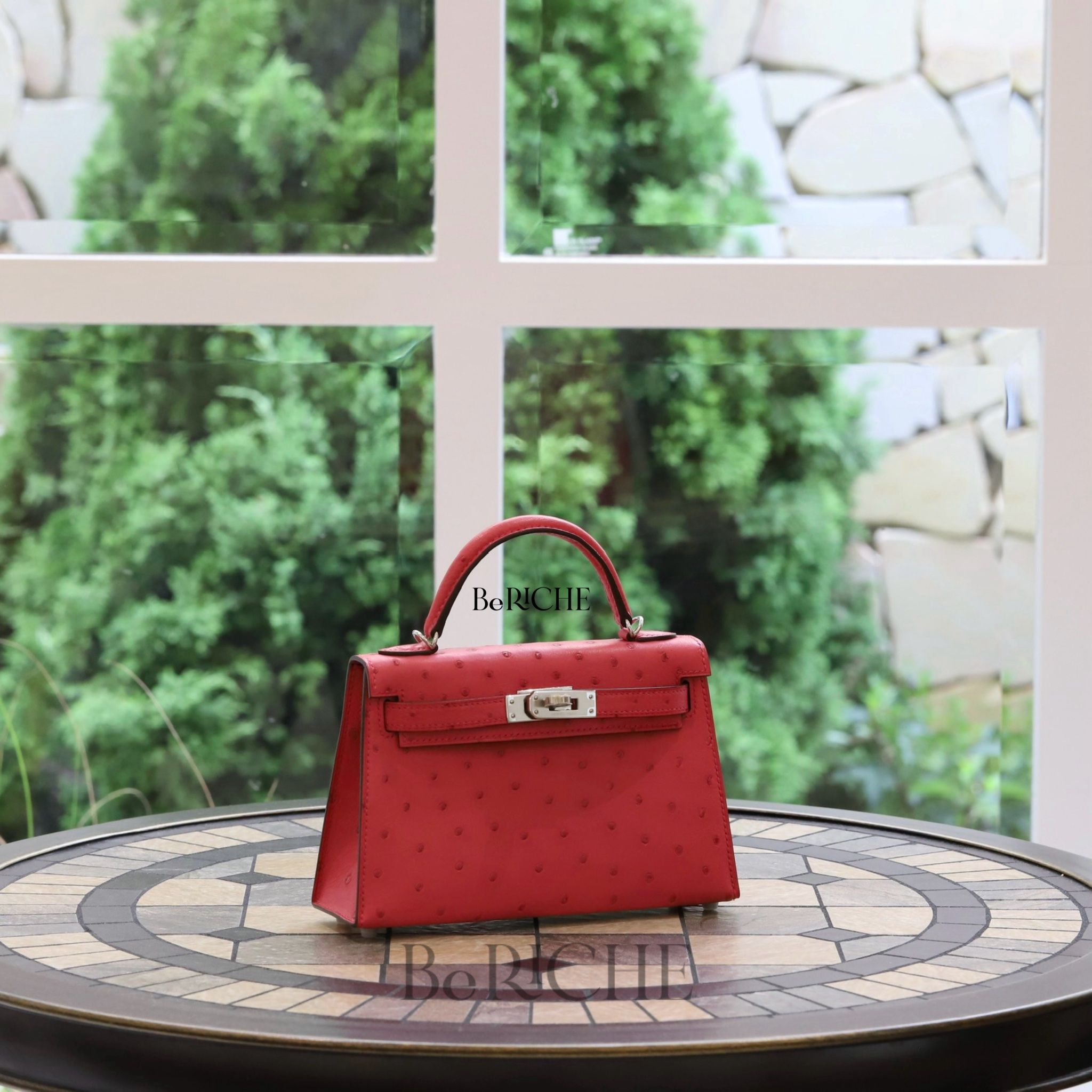 Kelly Mini K20 Ostrich Rose Tyrien PHW