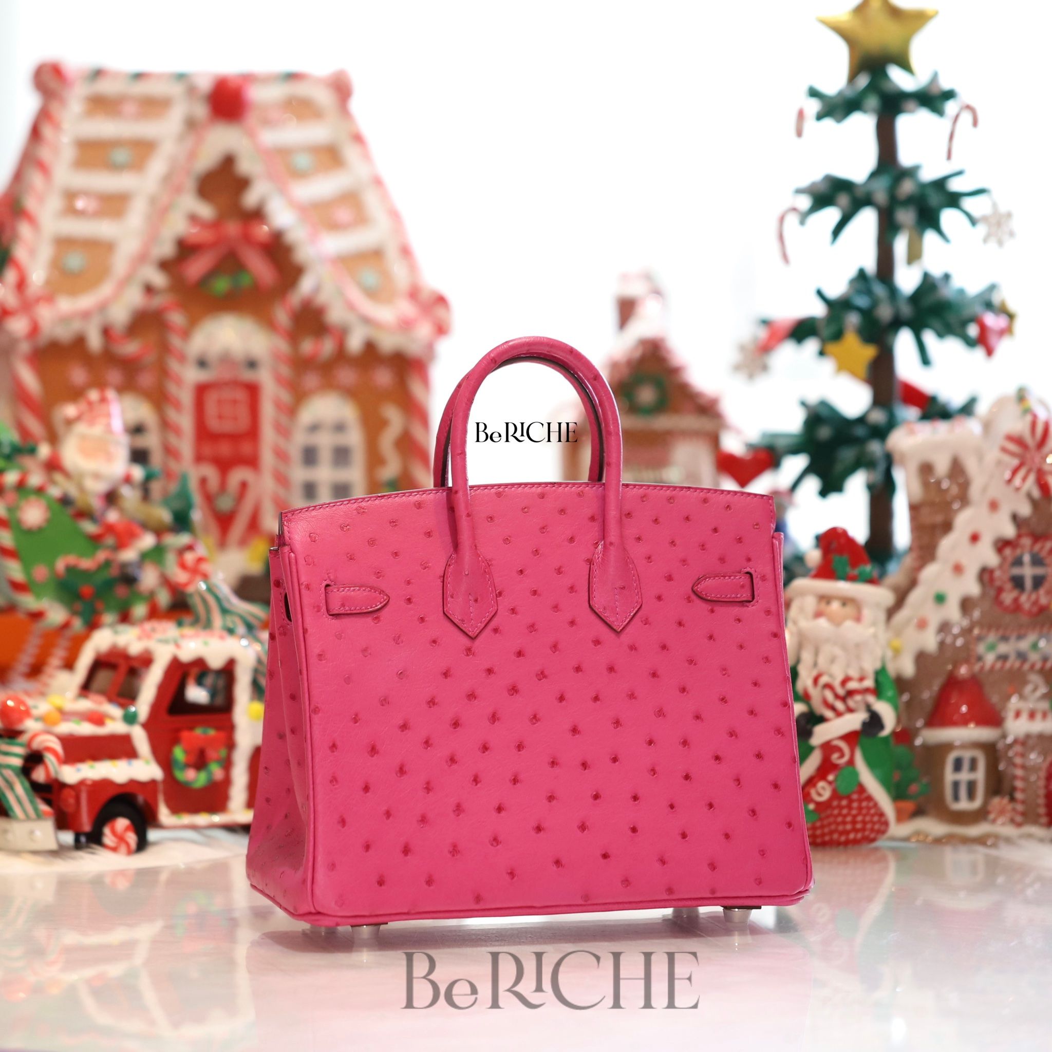 Birkin B25 Otrich Fuchsia PHW