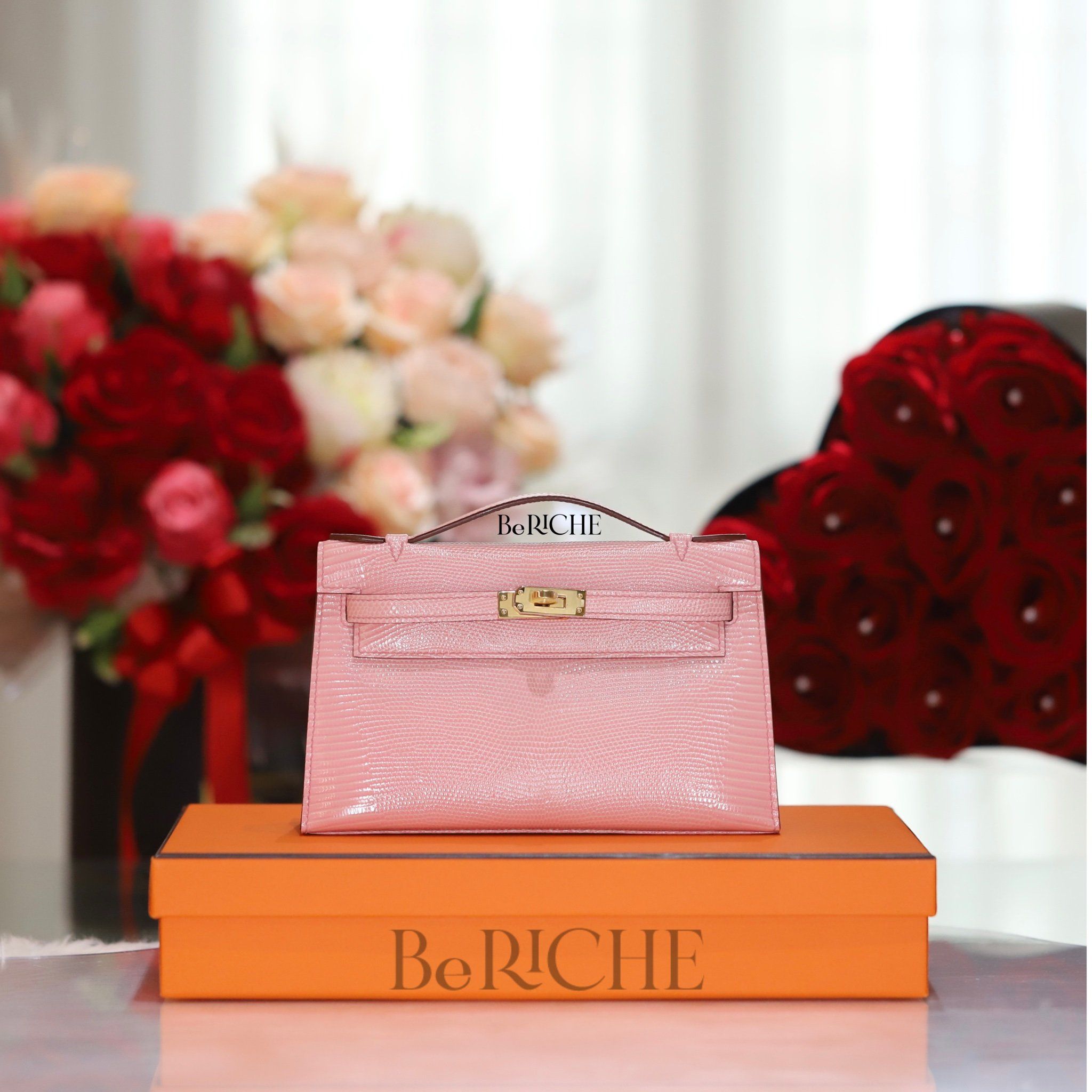 Kelly Pochette KP22 Lizard Pink GHW
