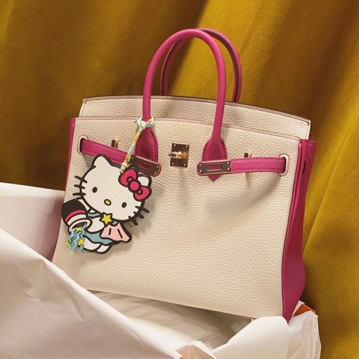 Birkin B25 Togo Bicolor Beton + Rose Pourpre RGHW