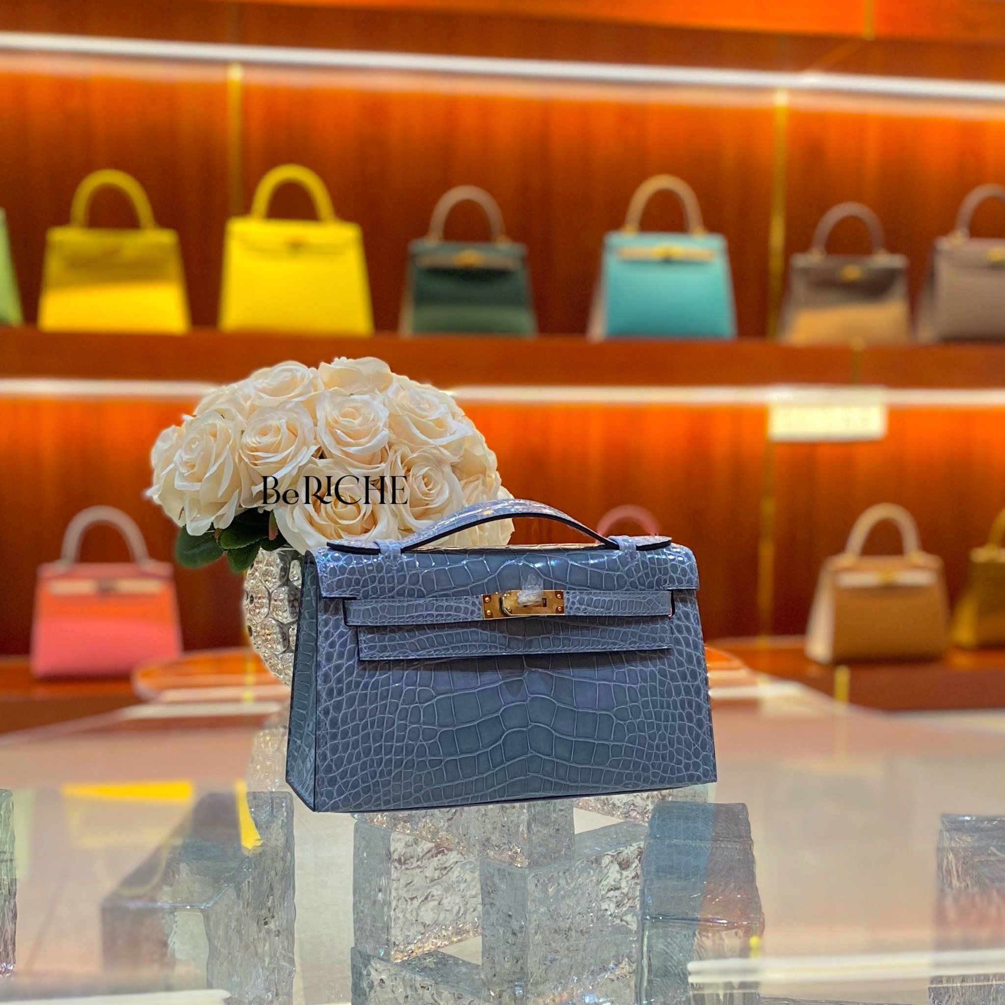 Kelly Pochette KP22 Crocodile Bleu Jean