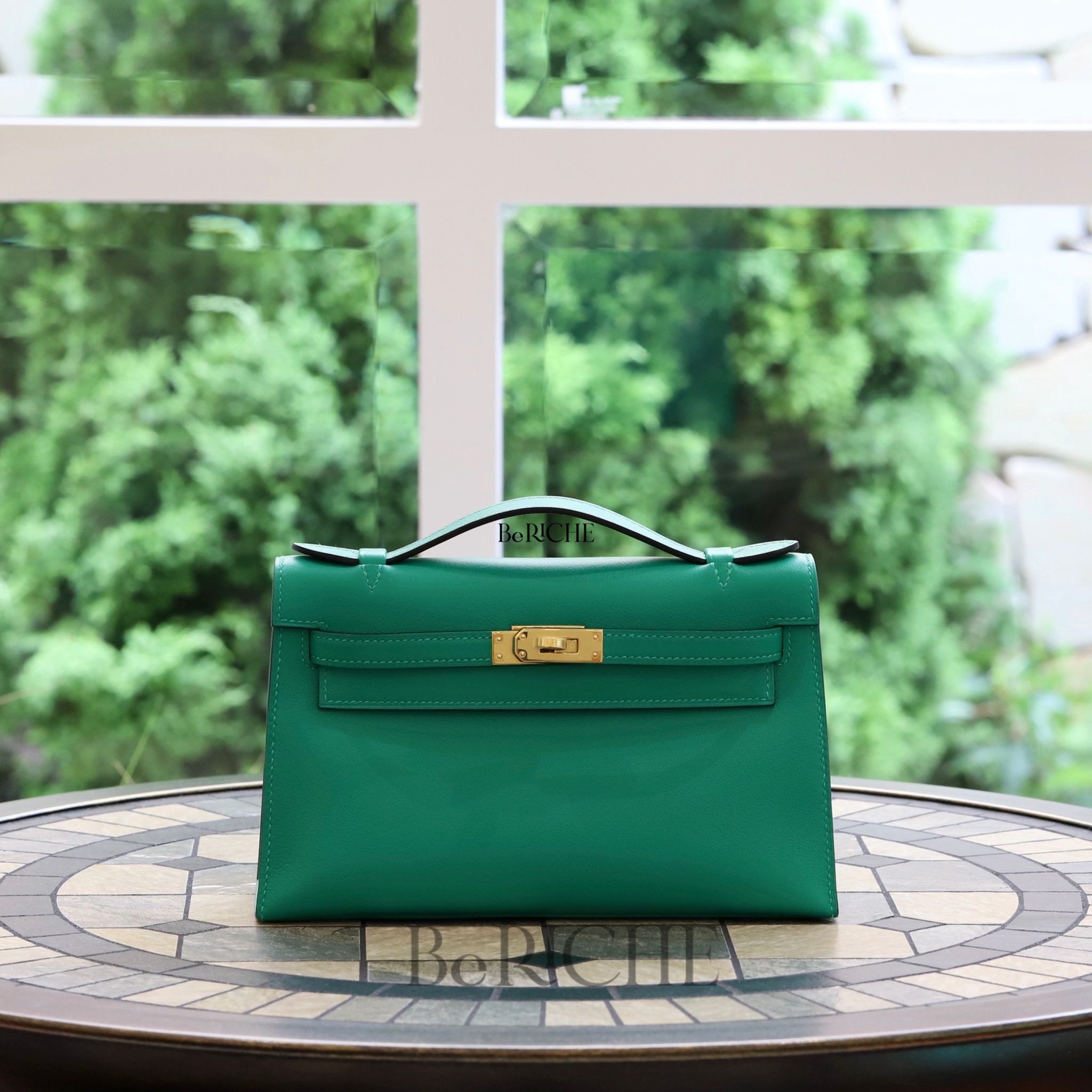 Kelly Pochette KP22 Swift Leather Menthe GHW
