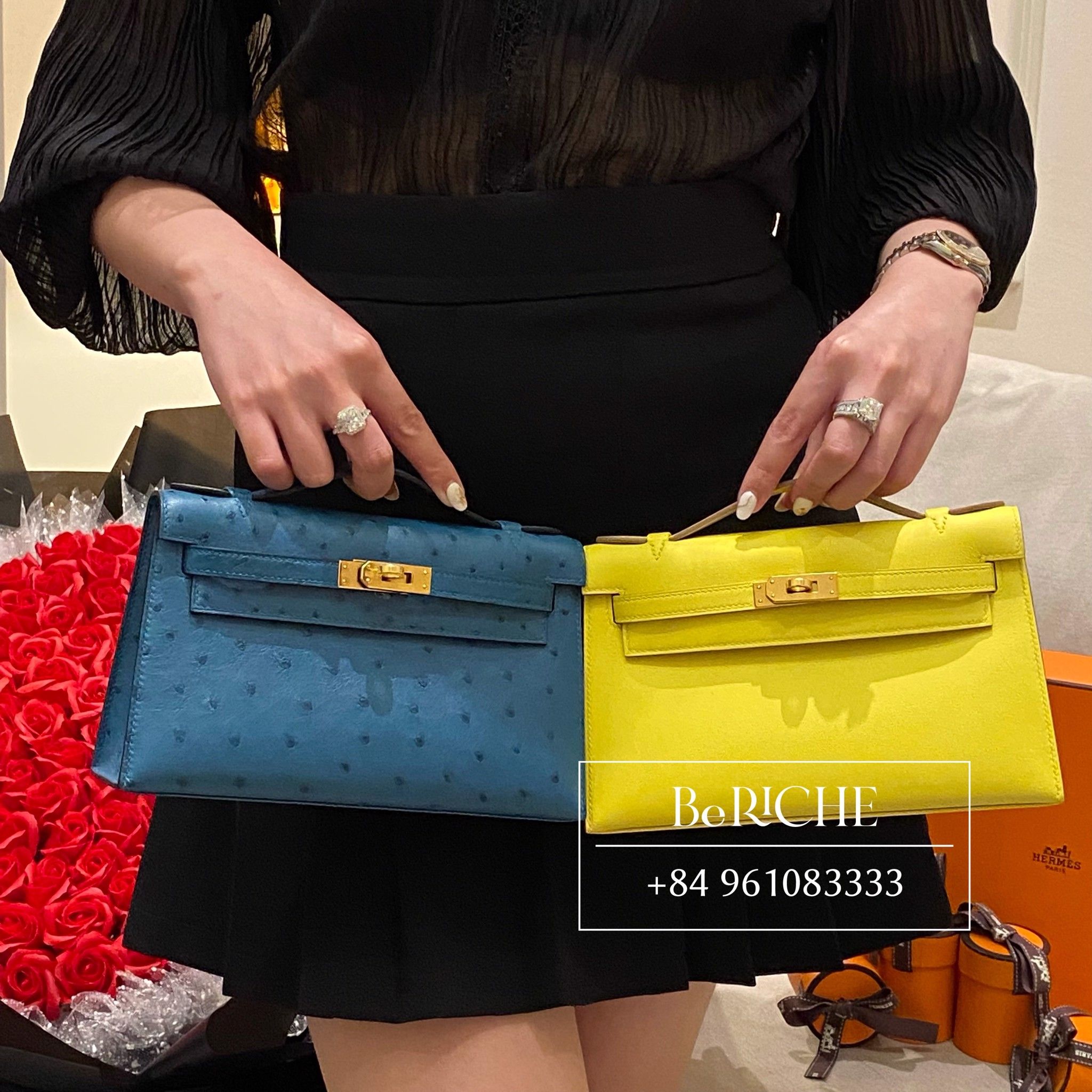 Kelly Pochette KP22 Swift Leather Lime GHW