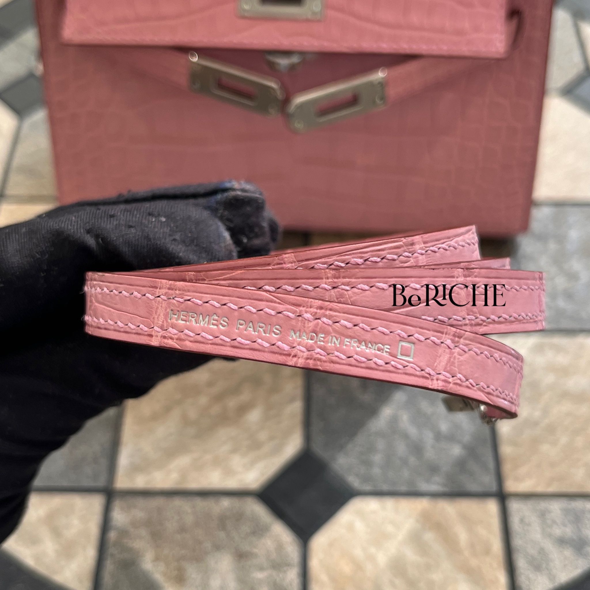 Kelly Mini K20 Crocodile Alligator BumbleGum Pink PHW