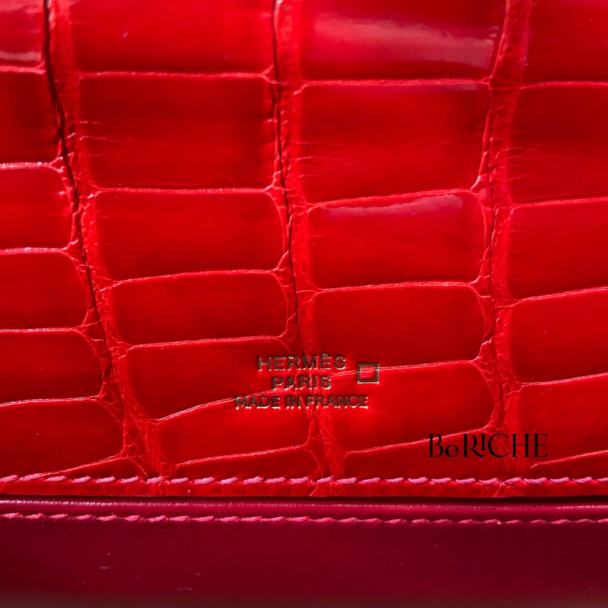 Kelly Pochette KP22 Crocodile Alligator Shinny Braise