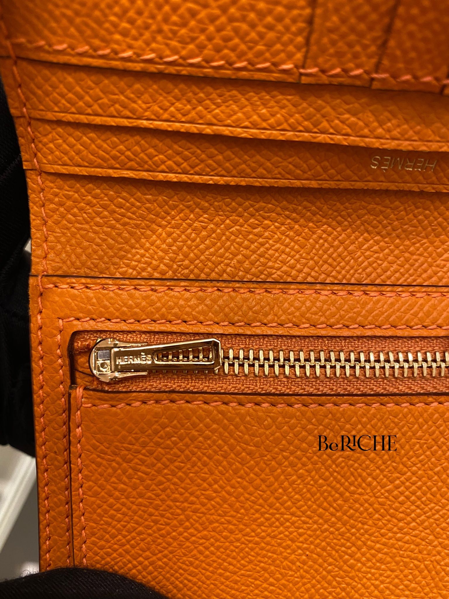 Hermes Wallet Bearn Compact Orange GHW