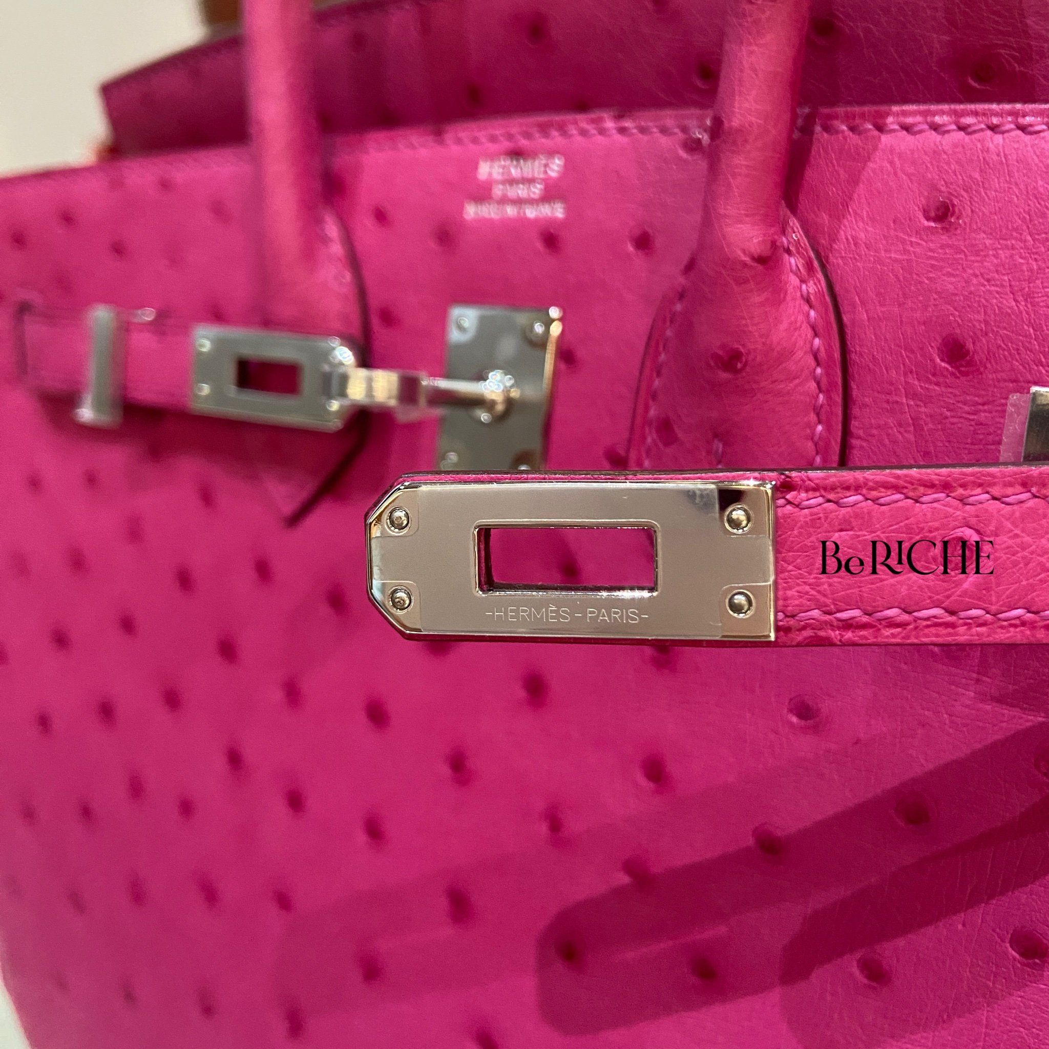 Birkin B25 Otrich Fuchsia PHW