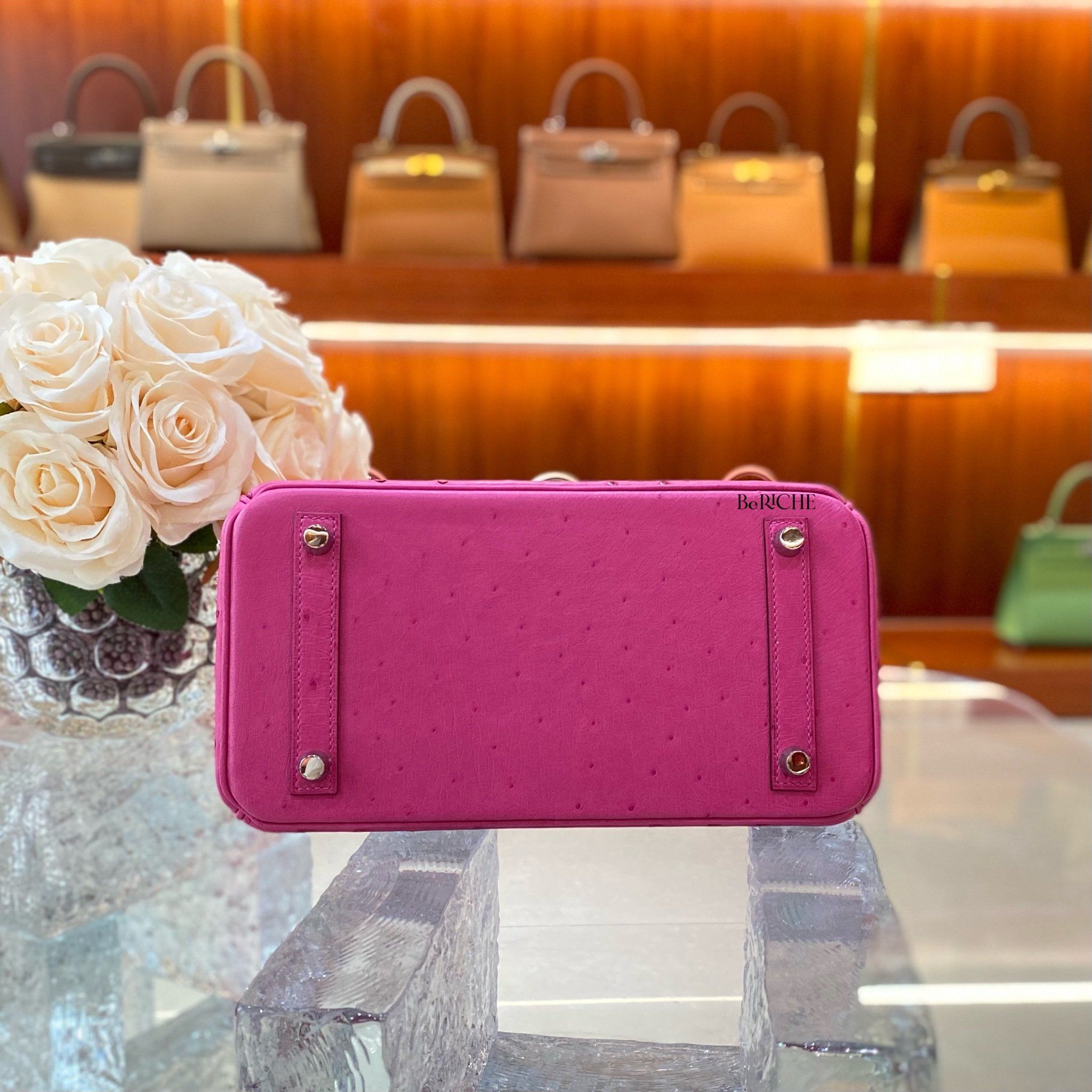 Birkin B25 Otrich Fuchsia PHW