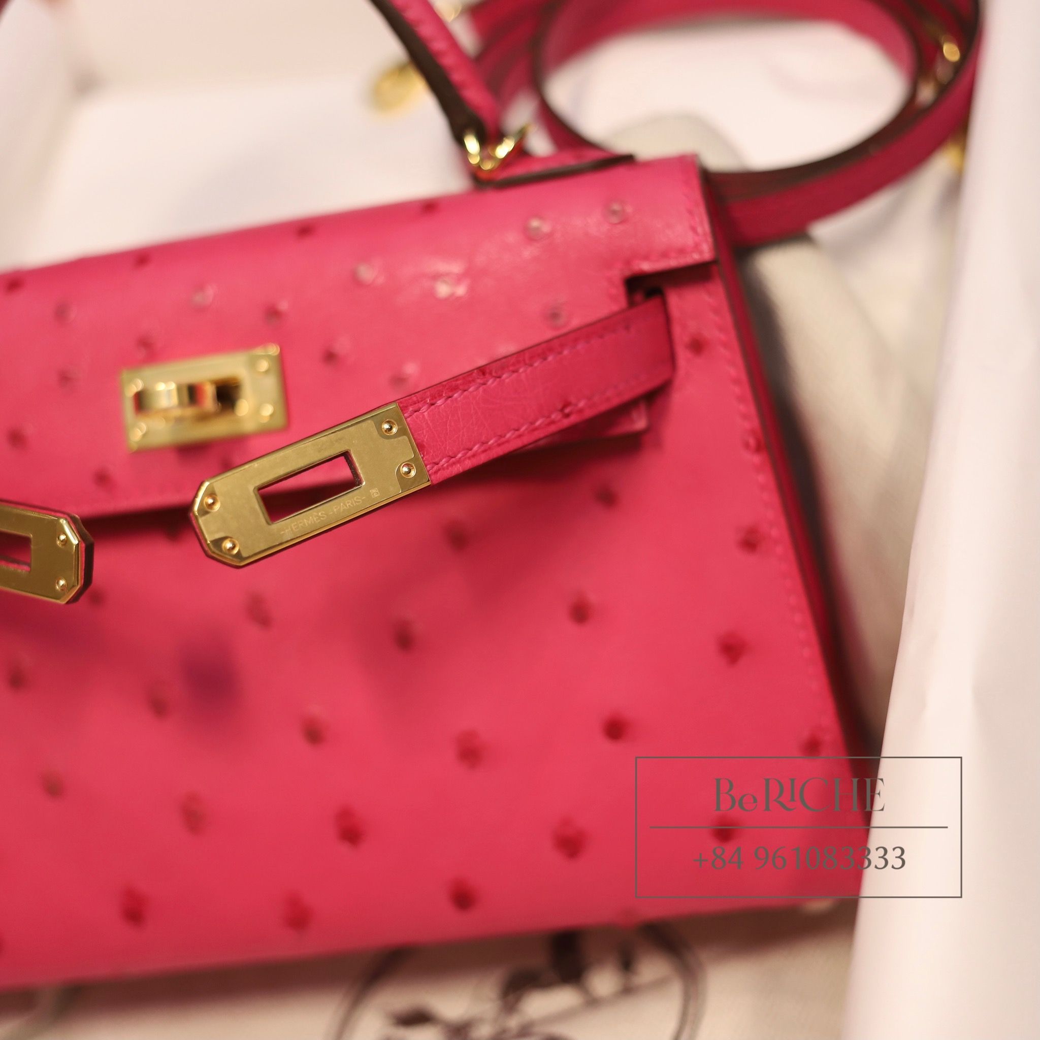 Kelly Mini K20 Ostrich Rose Tyrien