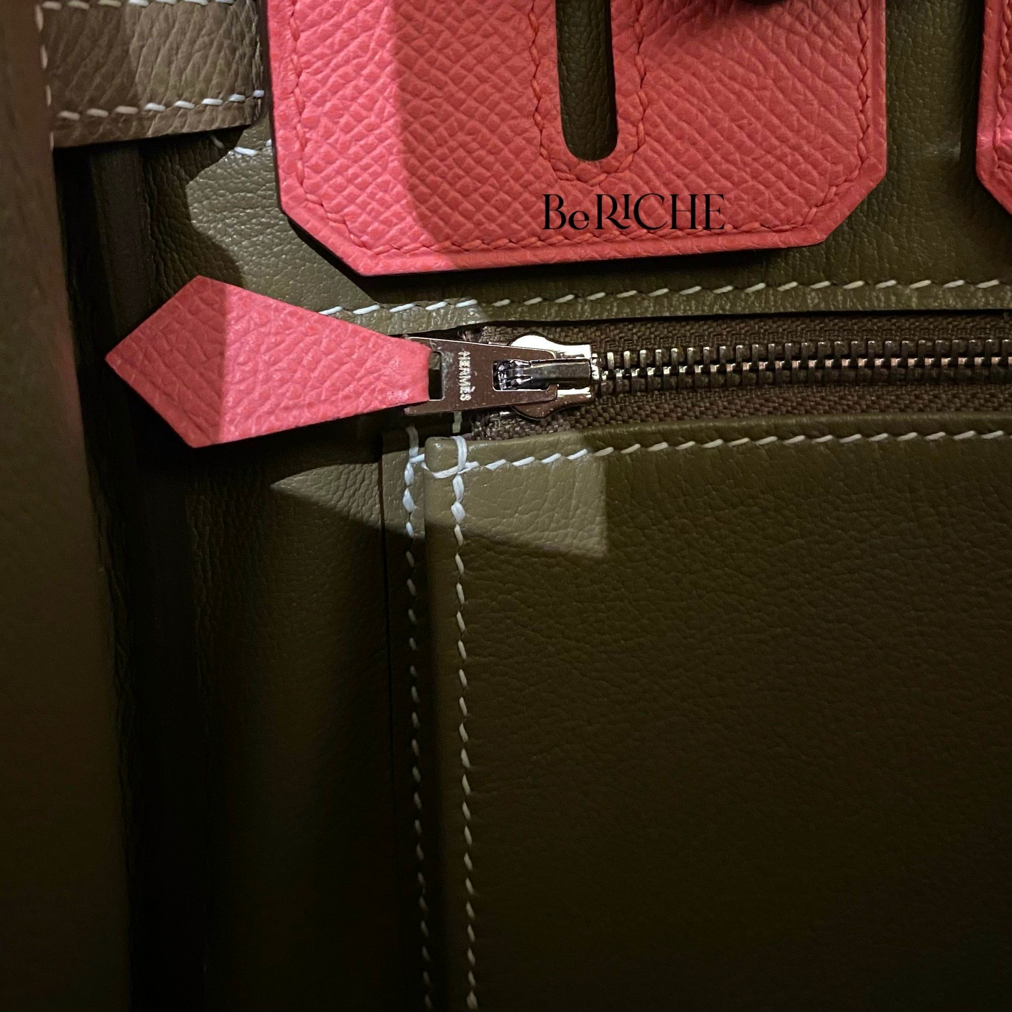 Birkin Hss B25 Epsom Bicolor Rose Azalea/ Etoupe Brushed PHW