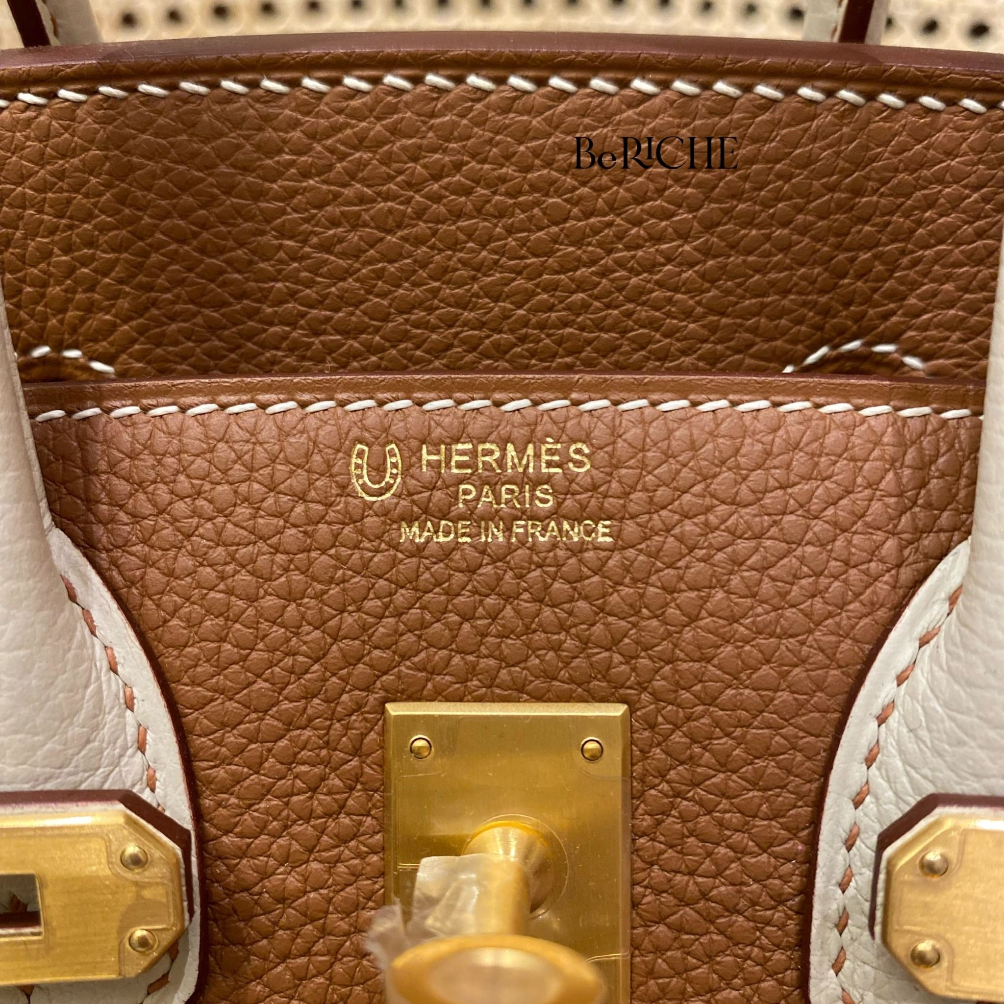 Birkin B25 Togo Bicolor Gold/ Craie Brushed GHW