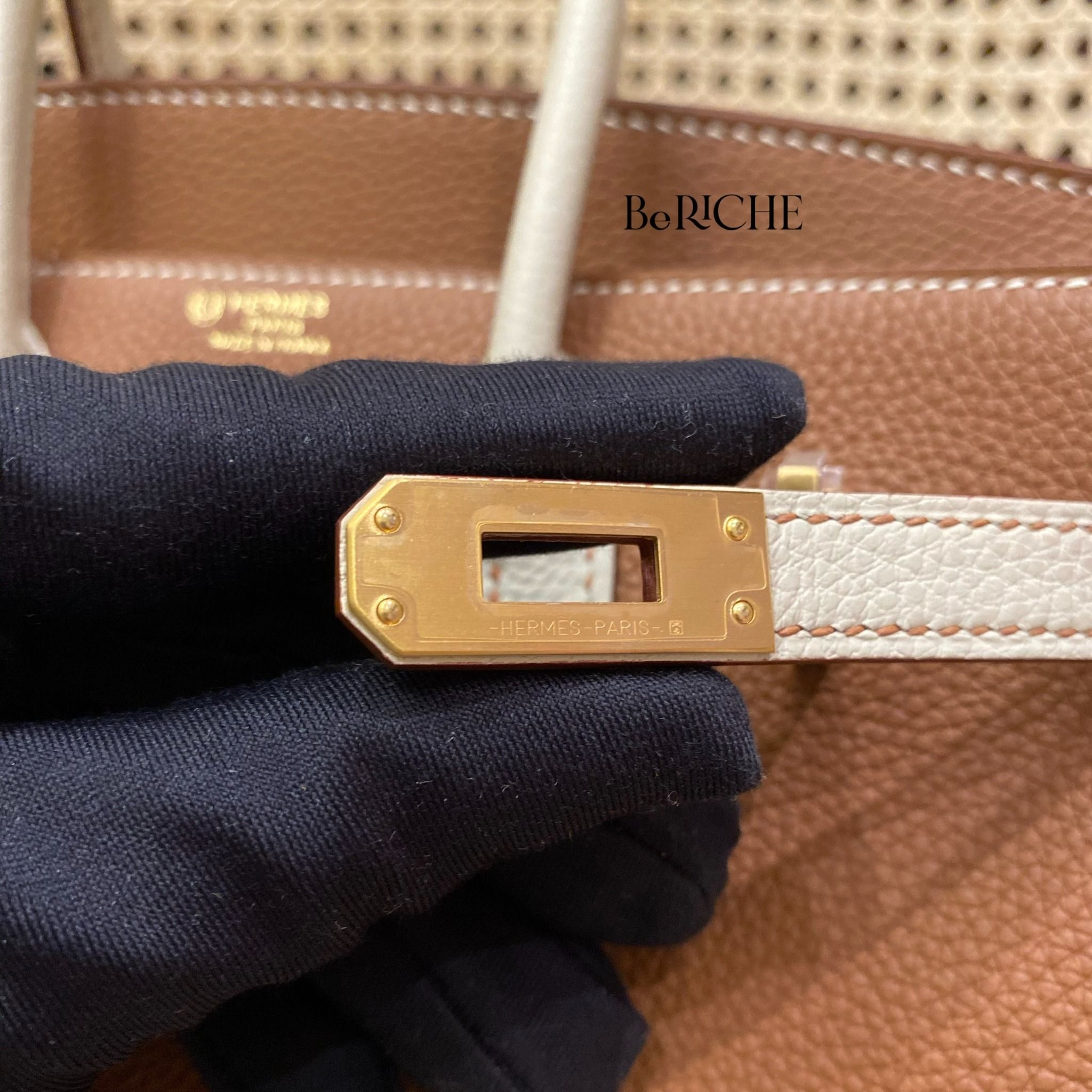 Birkin B25 Togo Bicolor Gold/ Craie Brushed GHW