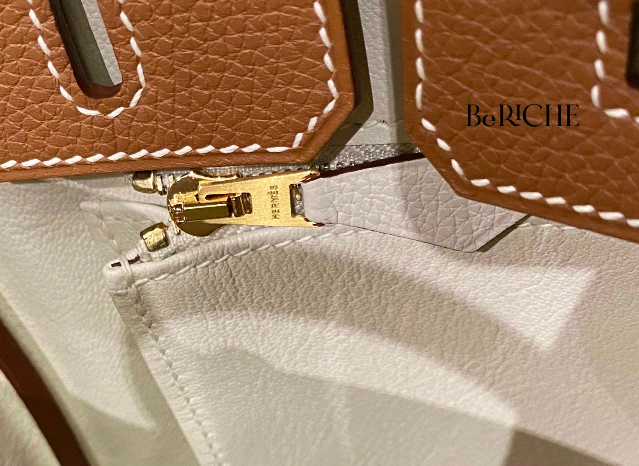 Birkin B25 Togo Bicolor Gold/ Craie Brushed GHW