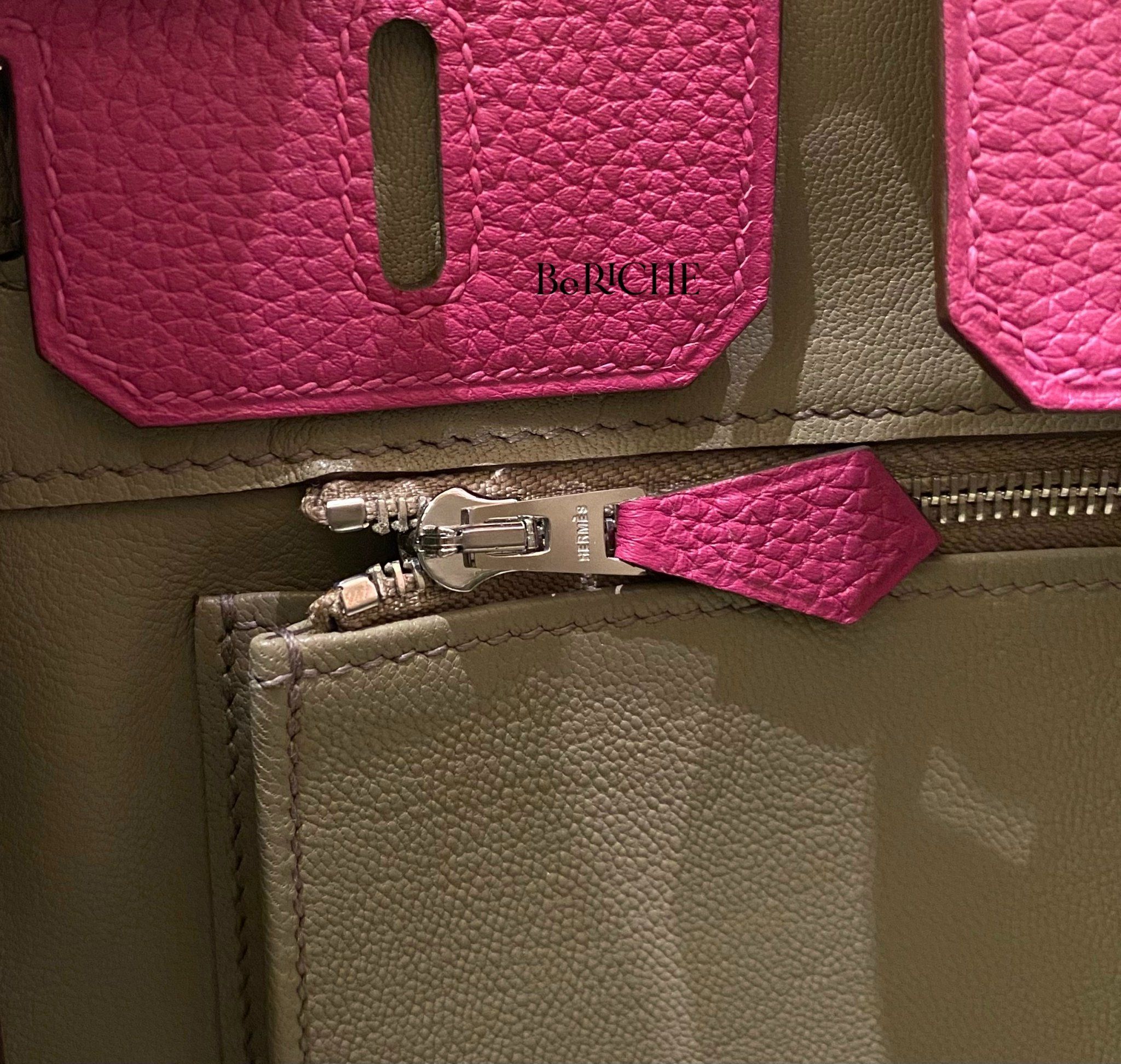 Birkin B25 Togo Bicolor Rose Purple/ Gris Asphalt Brushed PHW