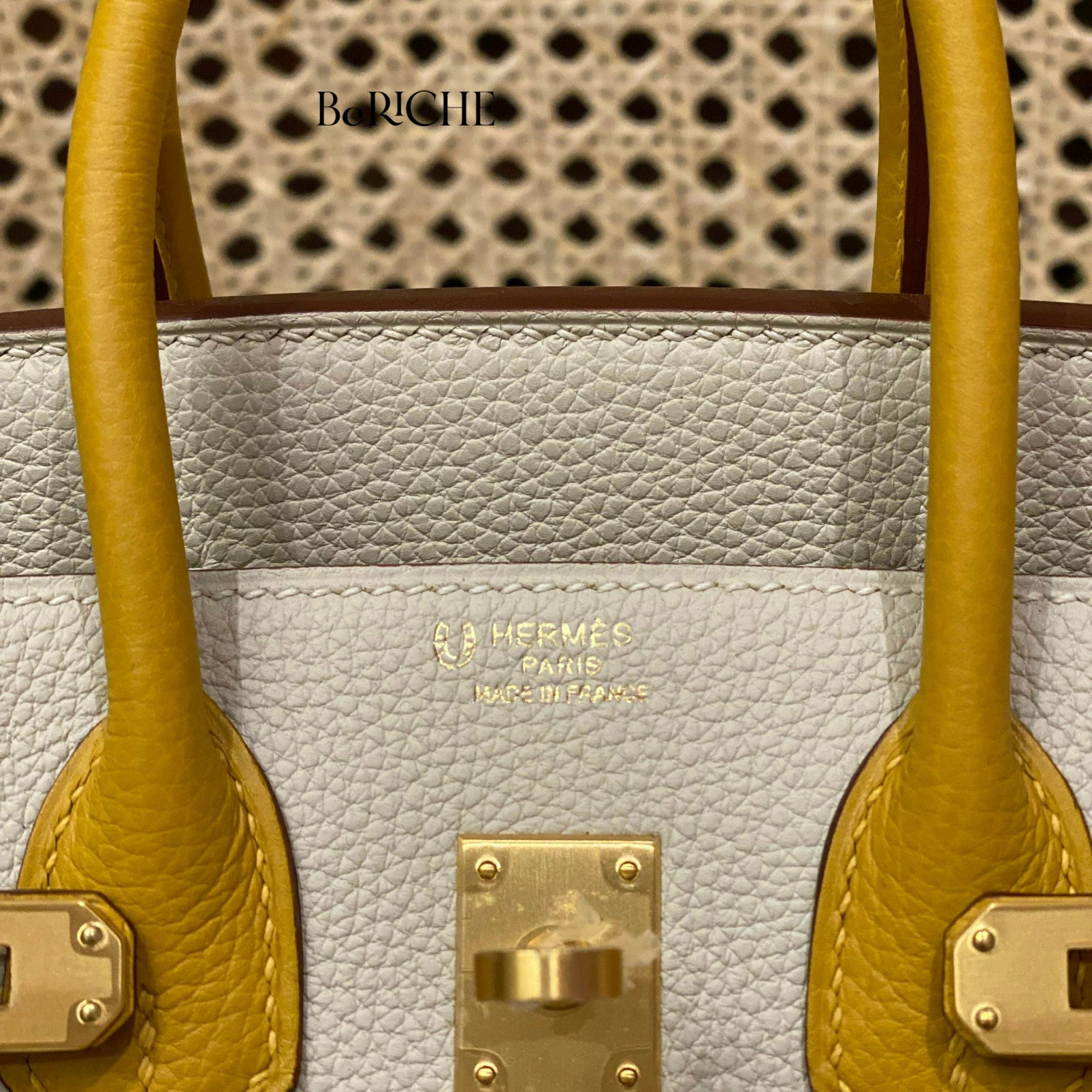 Birkin 25 B25 togo Bicolor hss Craie/JauneAmber Brushed GHW