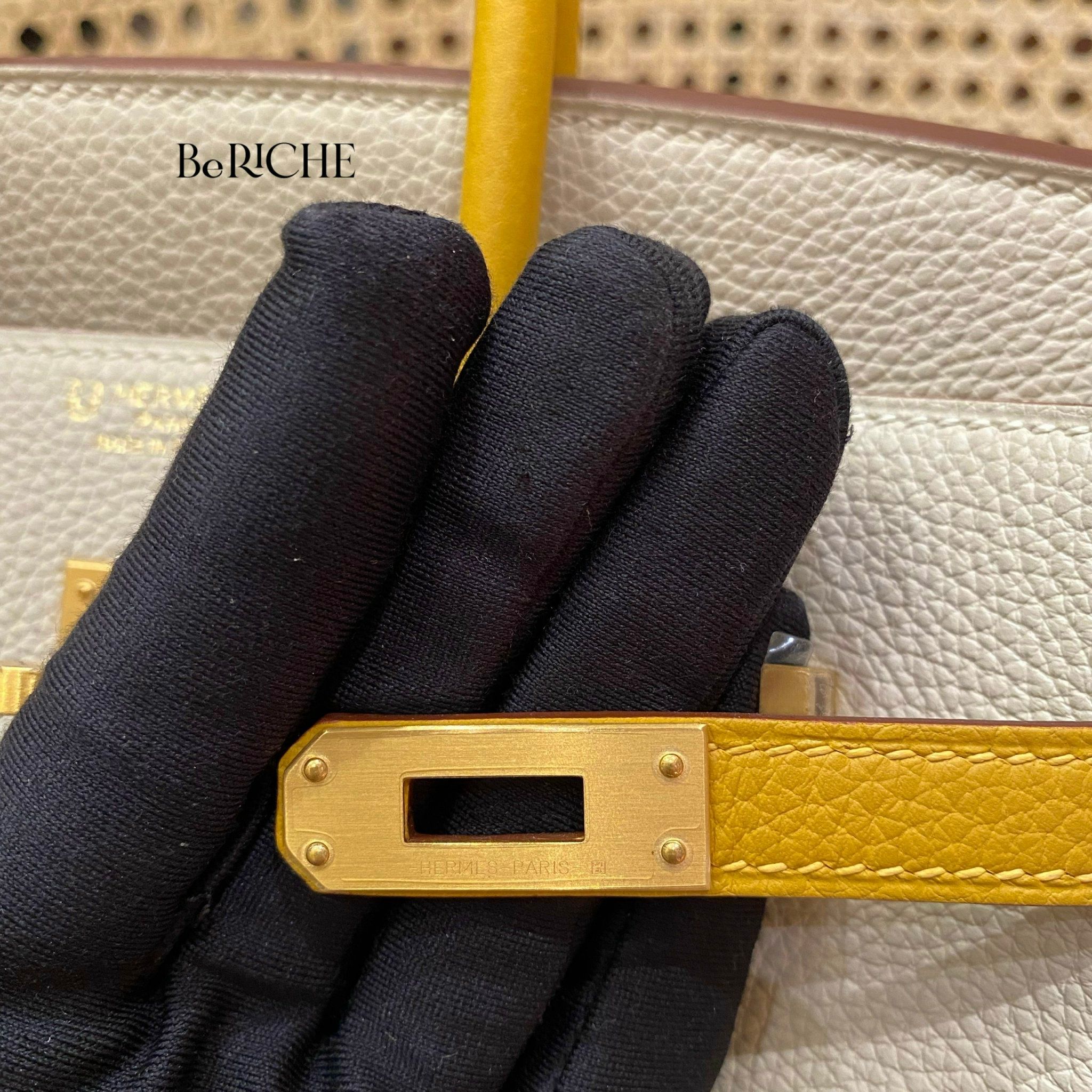 Birkin 25 B25 togo Bicolor hss Craie/JauneAmber Brushed GHW