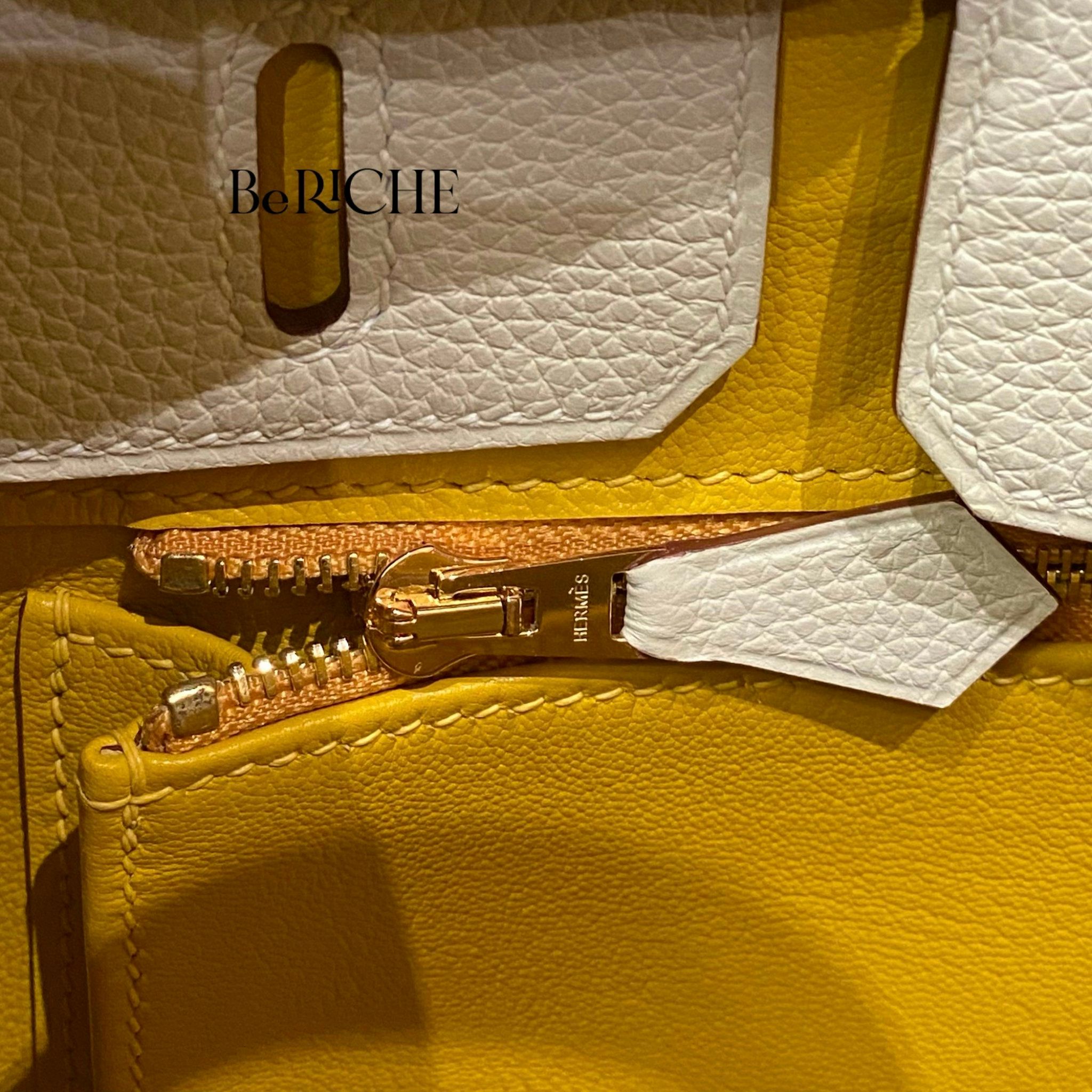 Birkin 25 B25 togo Bicolor hss Craie/JauneAmber Brushed GHW