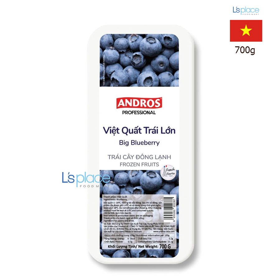 Andros Việt quất trái lớn đông lạnh