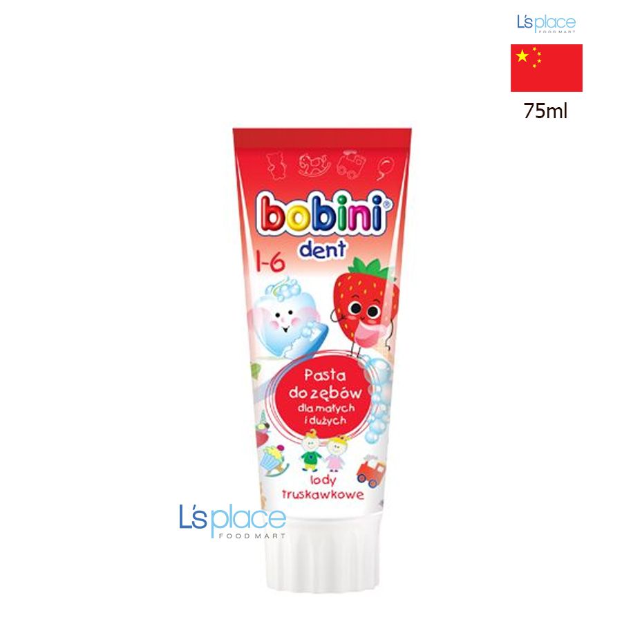 Bobini Kem đánh răng trẻ em 1-6 tuổi hương dâu