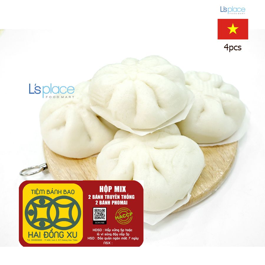 Hai đồng xu Bánh bao nhân mix hộp lớn