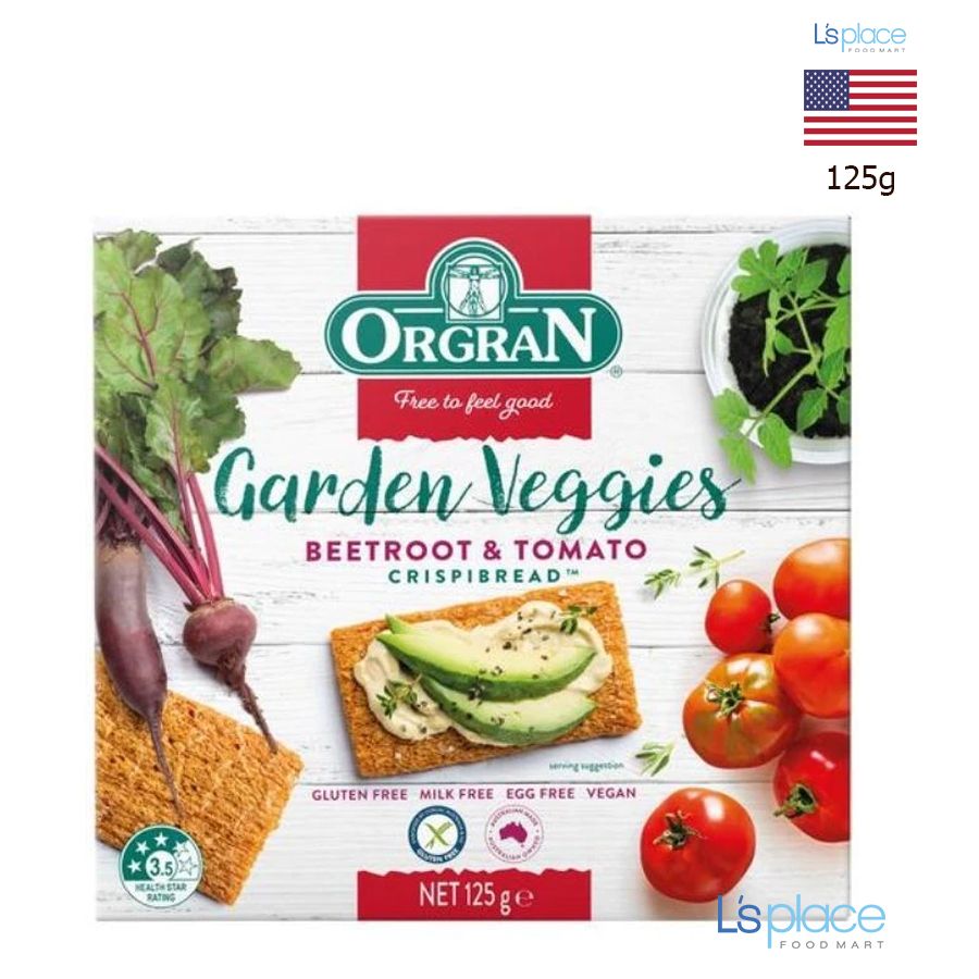 Orgran Garden Veggies Bánh quy giòn vị củ dền cà chua thuần chay