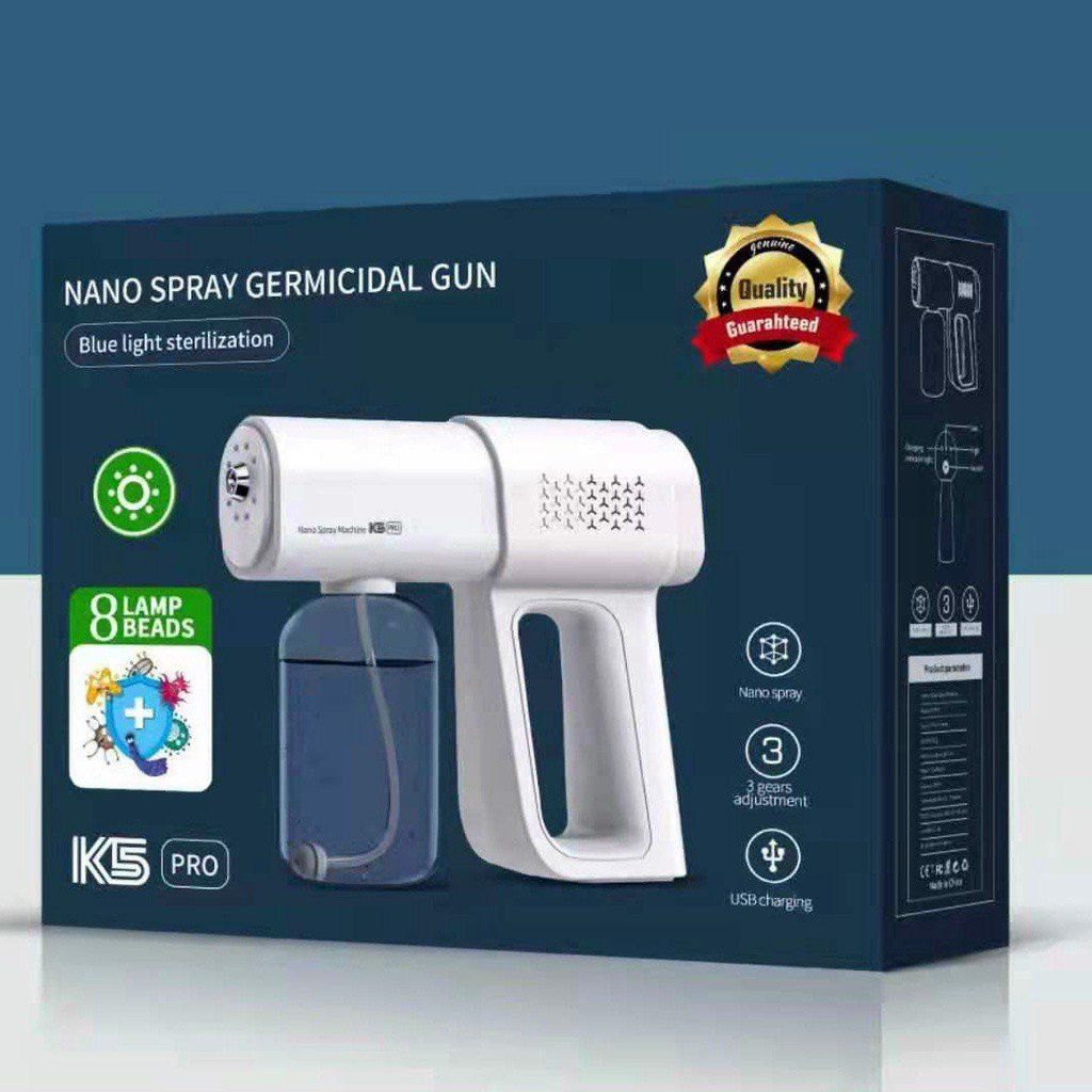  [HMK] Máy phun sương K5 Pro 8 mắt Hồng ngoại phun khử khuẩn nệm, rèm cửa, phòng khách, phòng ngủ tặng kèm chai Nano bạc diệt khuẩn 300ml 