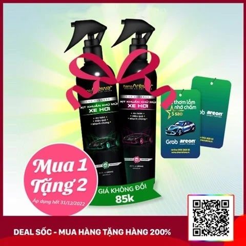 Chai Xịt Khuẩn Khử Mùi Xe Hơi Mua 1 Tặng 2 - Xe Hơi Chuẩn, Khử Khuẩn Areiwa