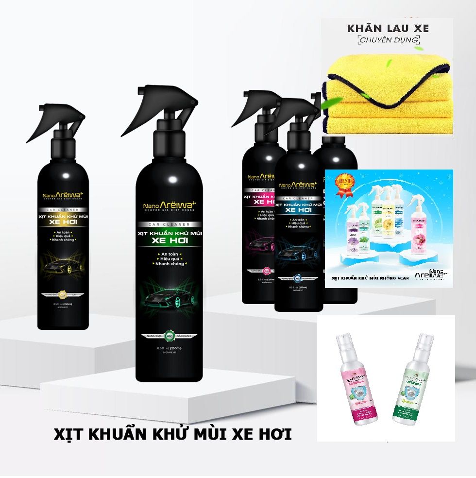  [HMK] Mua 1 chai xịt khuẩn khửi mùi nội thất xe hơi 99.000 đồng tặng kèm khăn lau xe chuyên dụng + xịt khuẩn không gian + nước rửa tay bỏ túi trị giá 143.000 đồng 