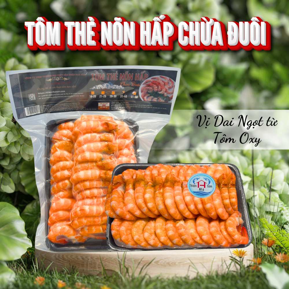 Tôm Thẻ Hấp Chừa Đuôi Khay thùng 8.5kg (20 khay 500Gr)