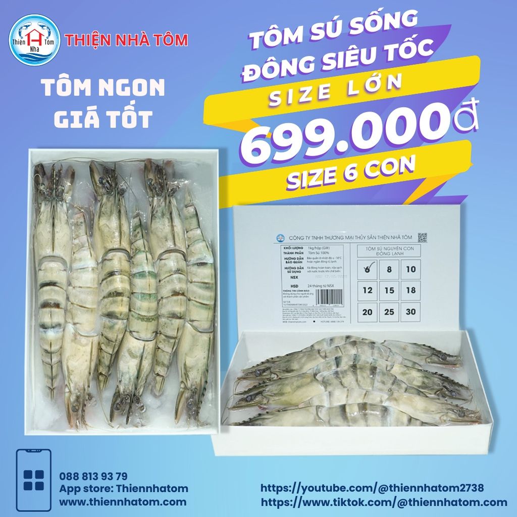 Tôm Sú Đông Siêu Tốc Hộp Lớn