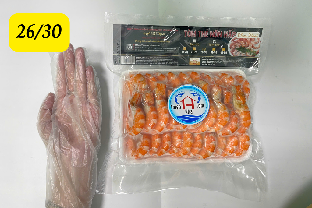 Tôm Thẻ Hấp Chừa Đuôi Khay thùng 8.5kg (20 khay 500Gr)