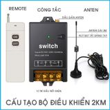  CÔNG TẮC ĐIỀU KHIỂN TỪ XA KHOẢNG CÁCH 2KM, 220V, 30A, 6220 Swhich 