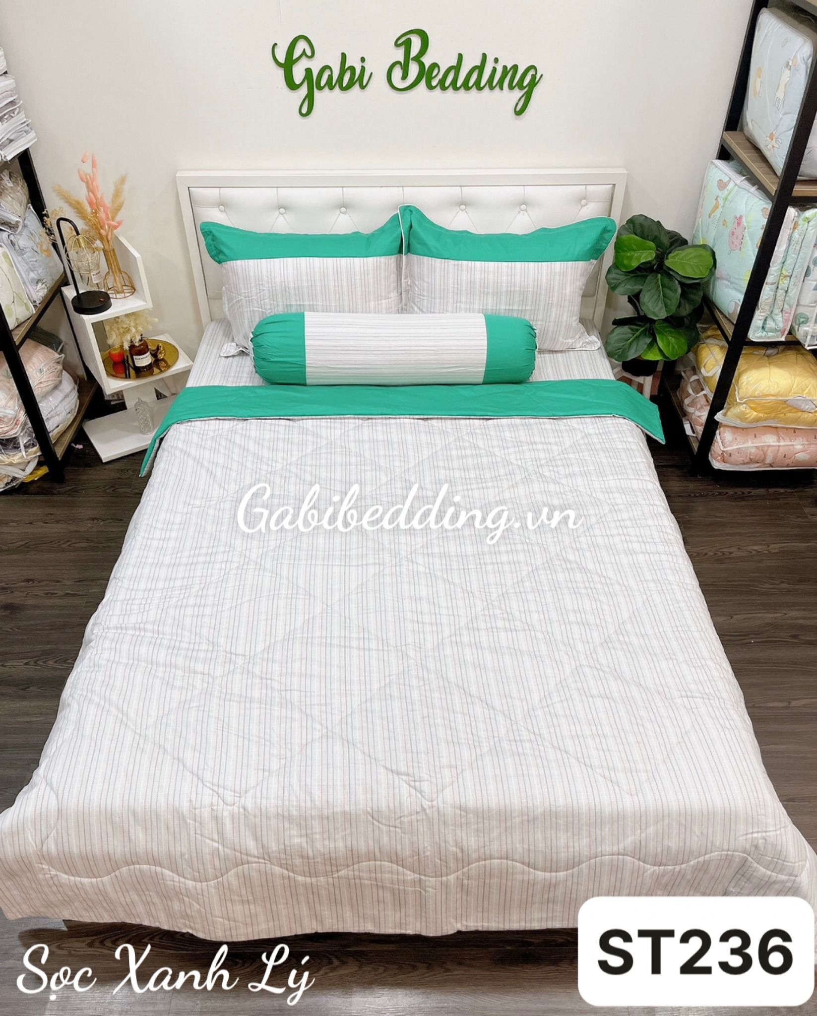 Satin Sọc Xanh Lý