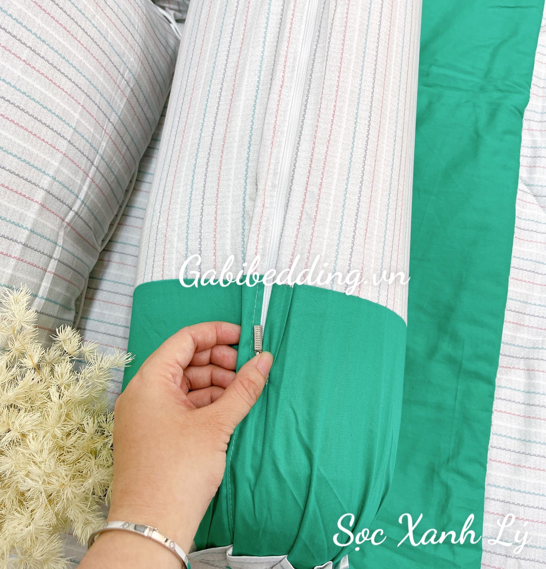 Satin Sọc Xanh Lý