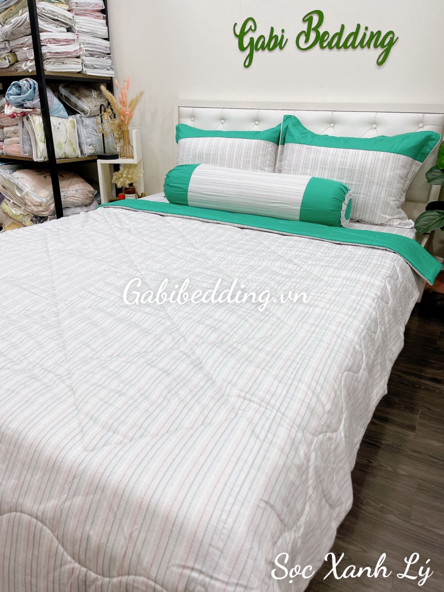 Satin Sọc Xanh Lý