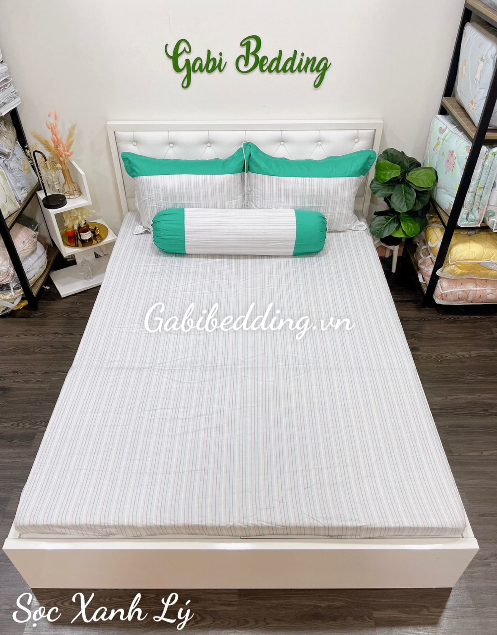 Satin Sọc Xanh Lý