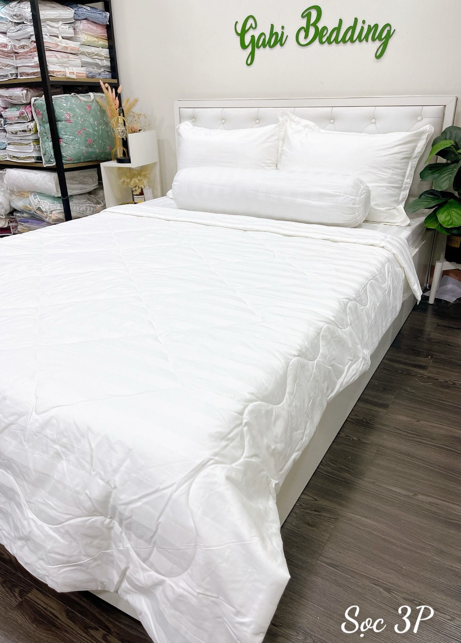 Satin Trắng Sọc 3P