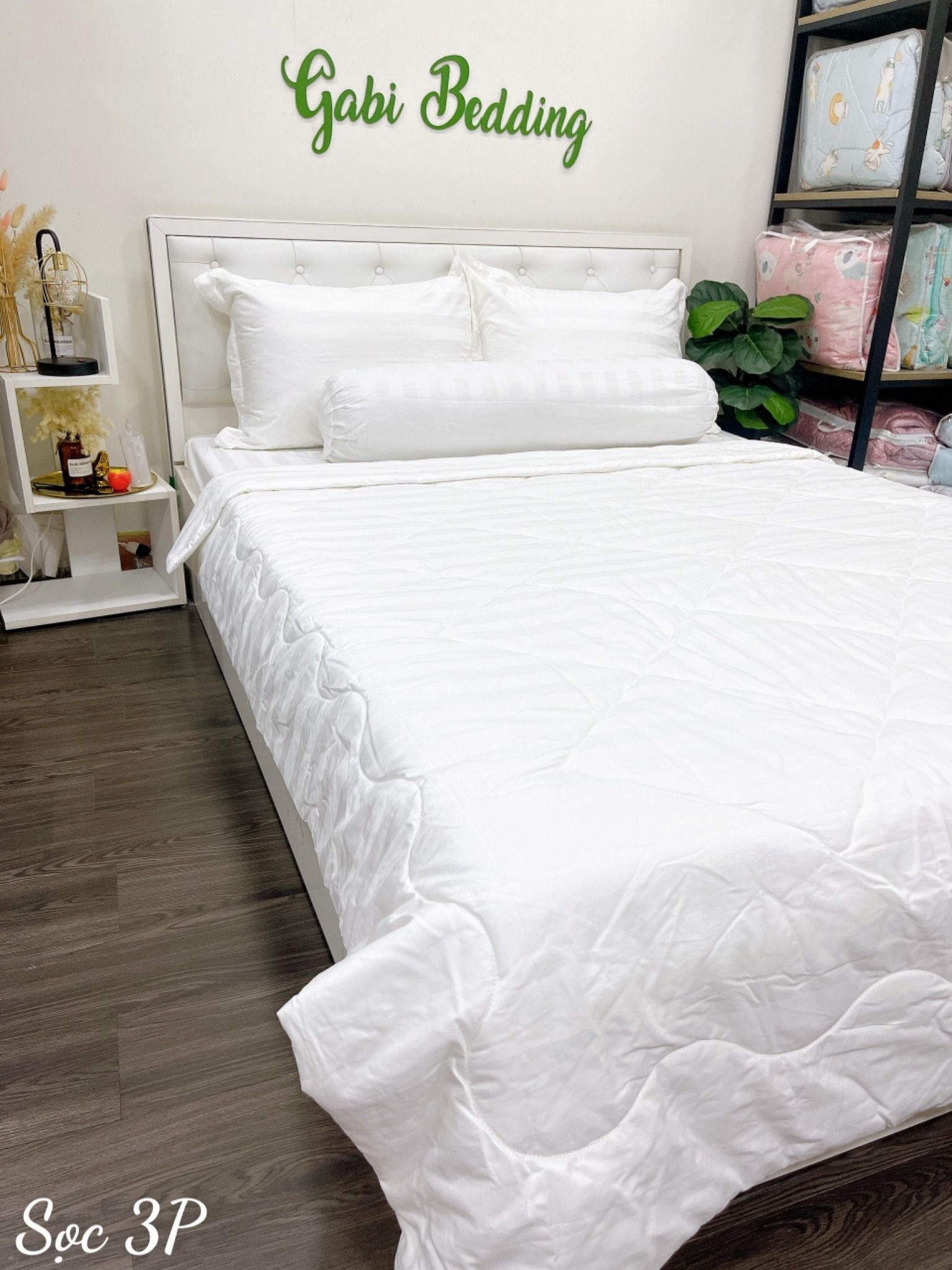 Satin Trắng Sọc 3P