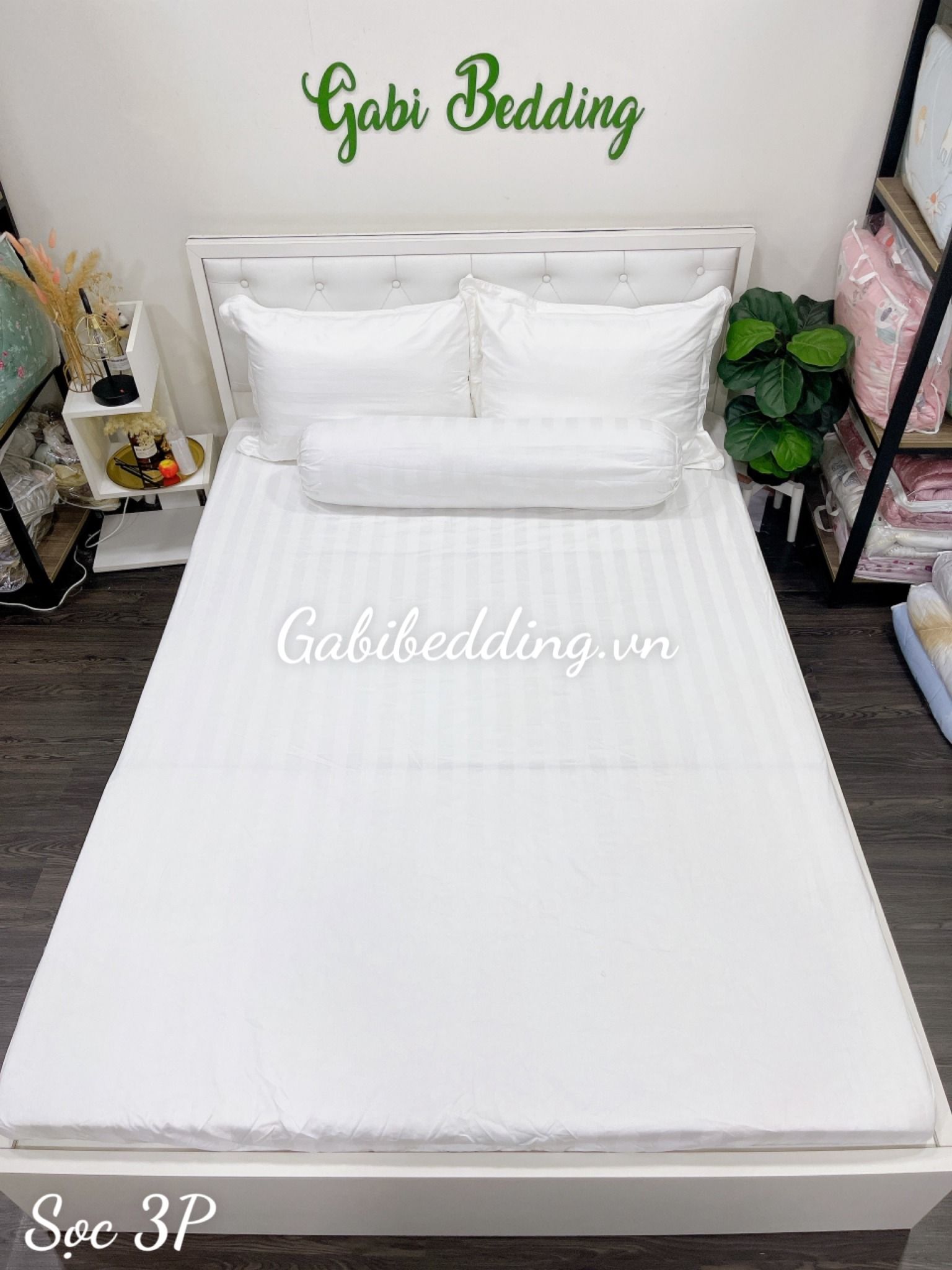 Satin Trắng Sọc 3P