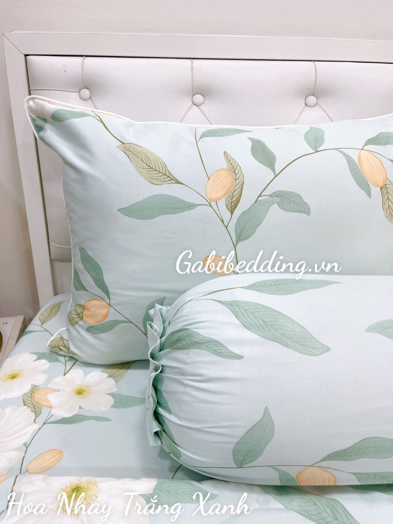 Tencel Hoa Nháy Trắng Xanh