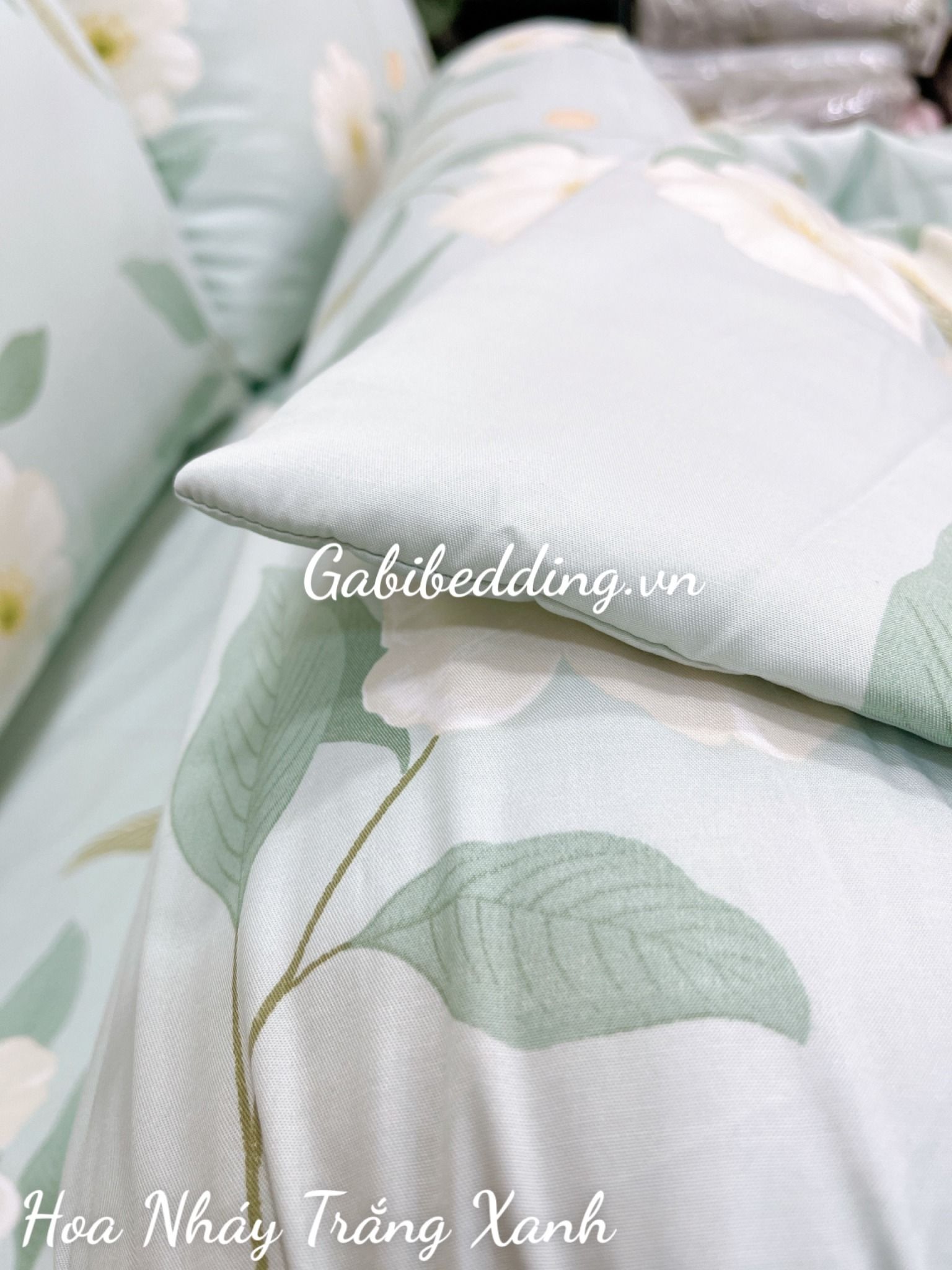Tencel Hoa Nháy Trắng Xanh
