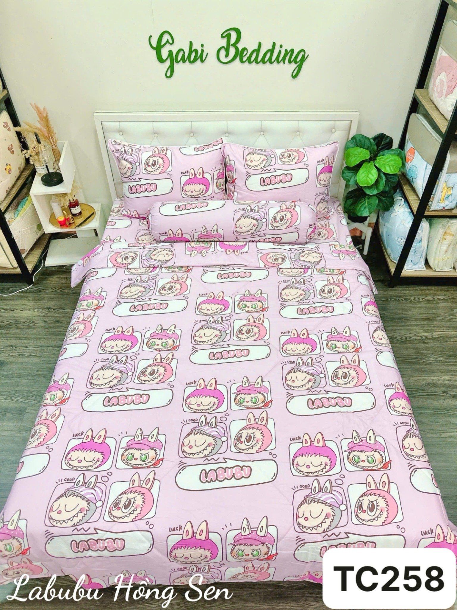 Tencel Labubu Hồng Sen