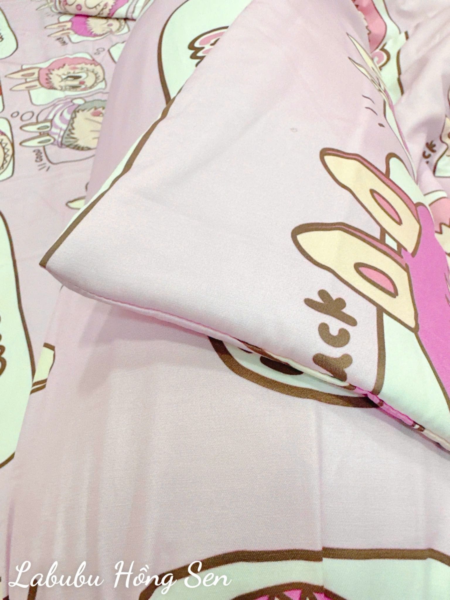 Tencel Labubu Hồng Sen