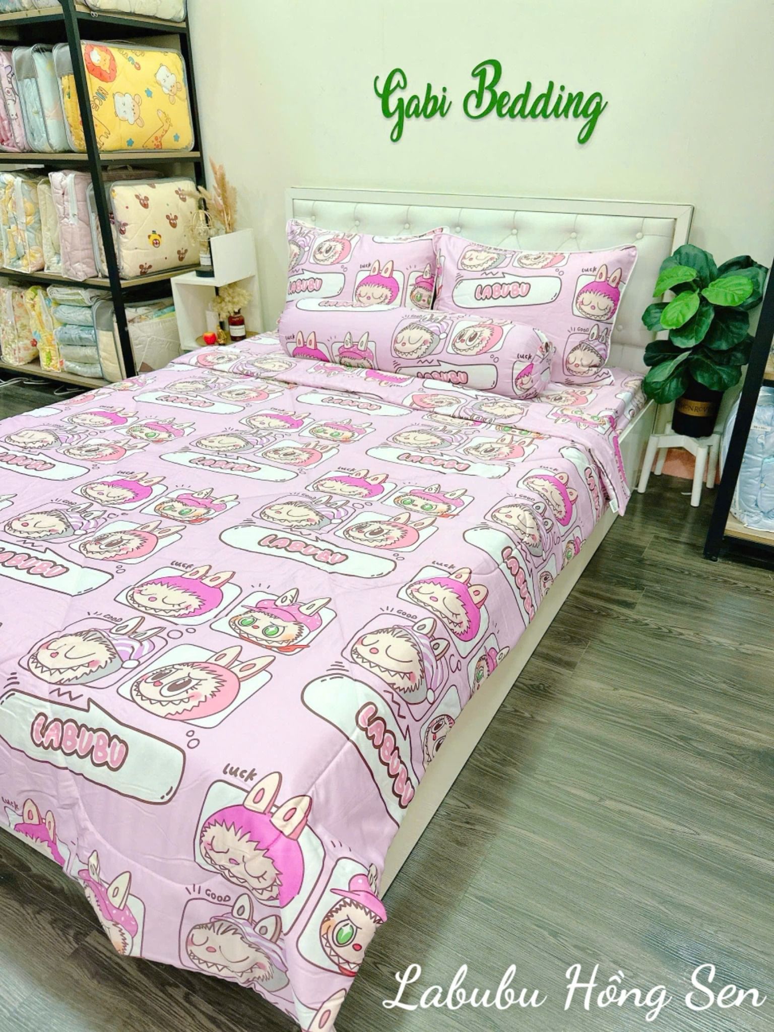 Tencel Labubu Hồng Sen