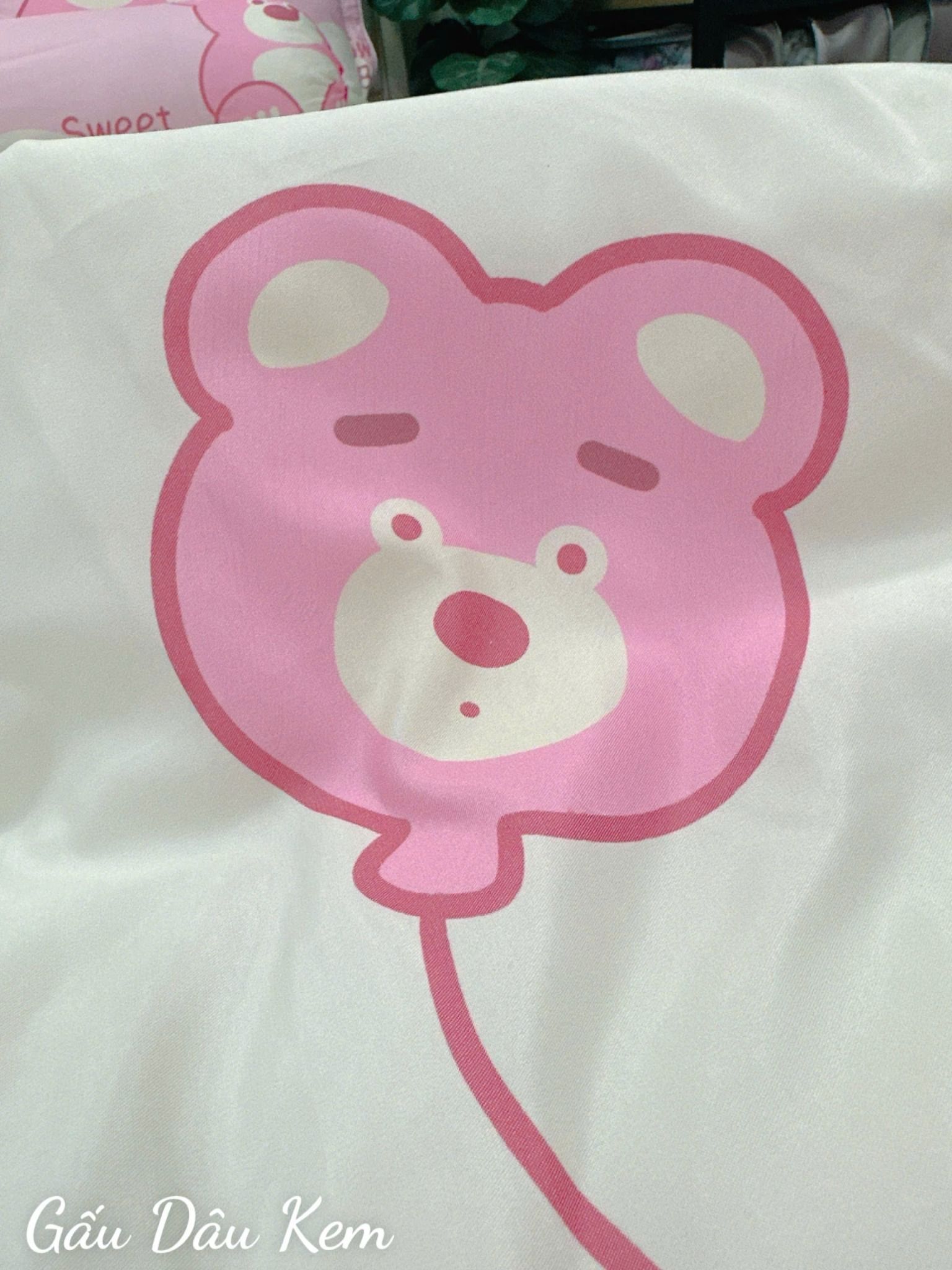 Tencel Gấu Dâu Kem
