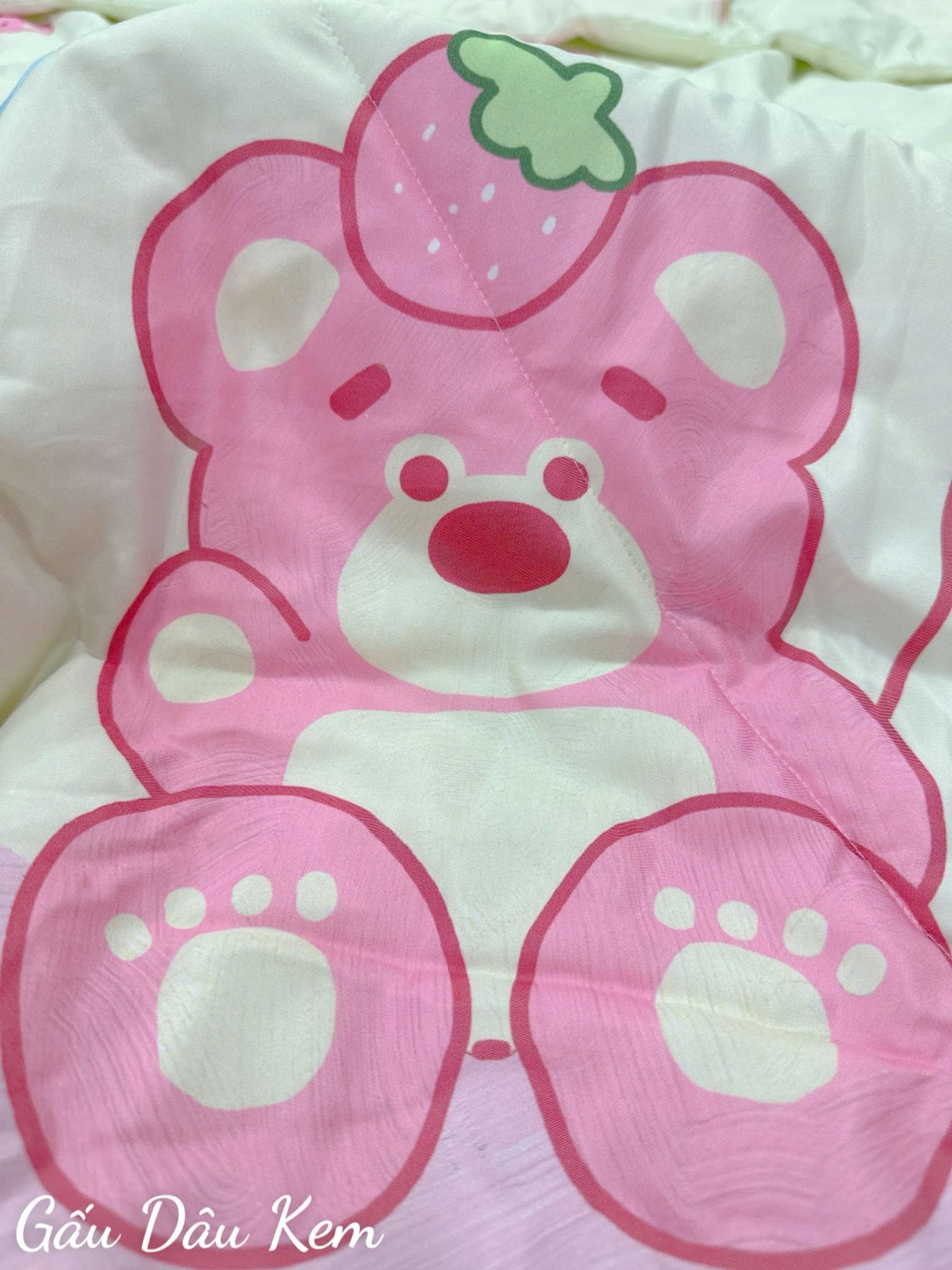 Tencel Gấu Dâu Kem